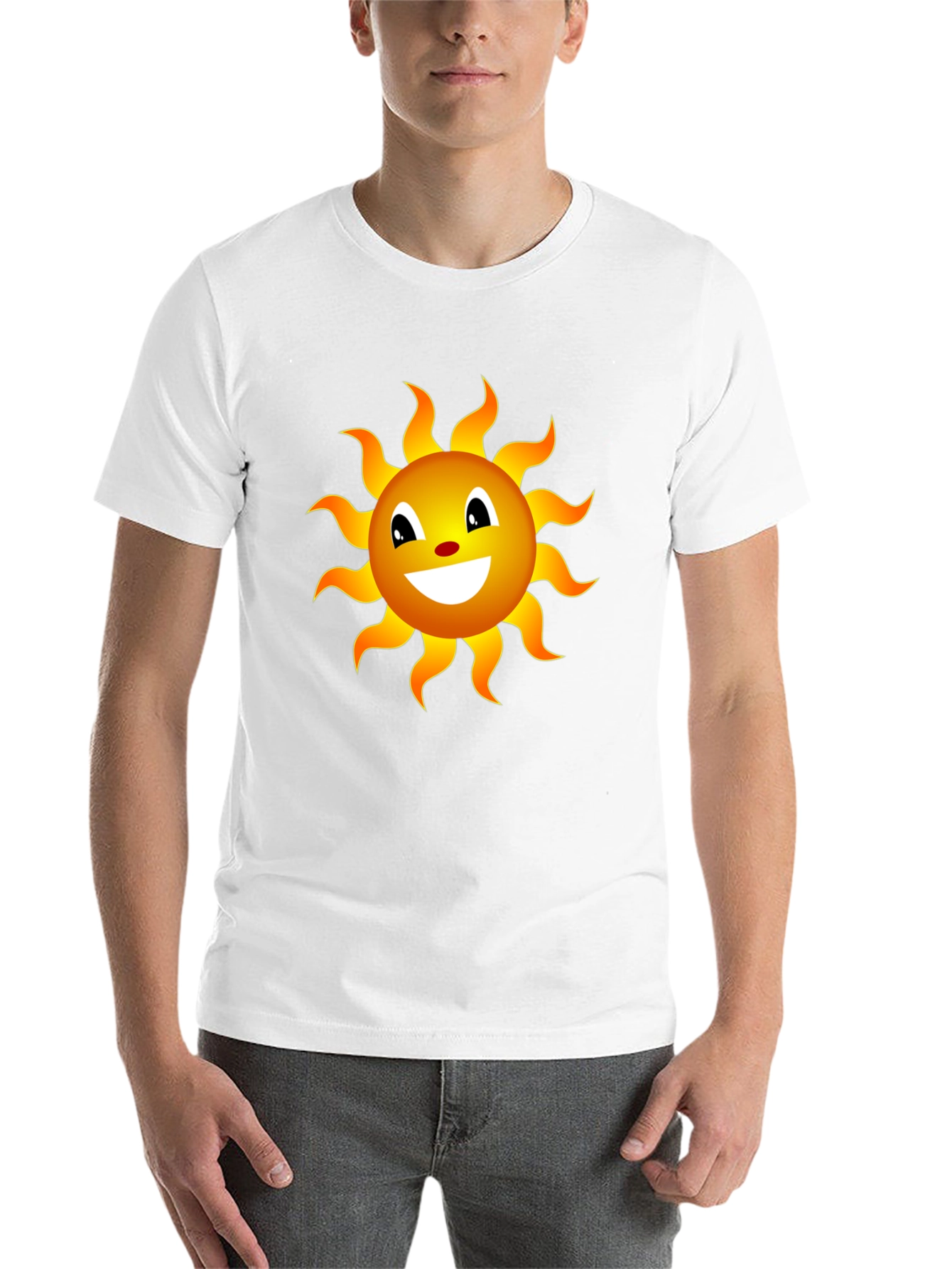 Black Smiling Sun Graphic Tee - Black Cotton Blend Shirt view 14