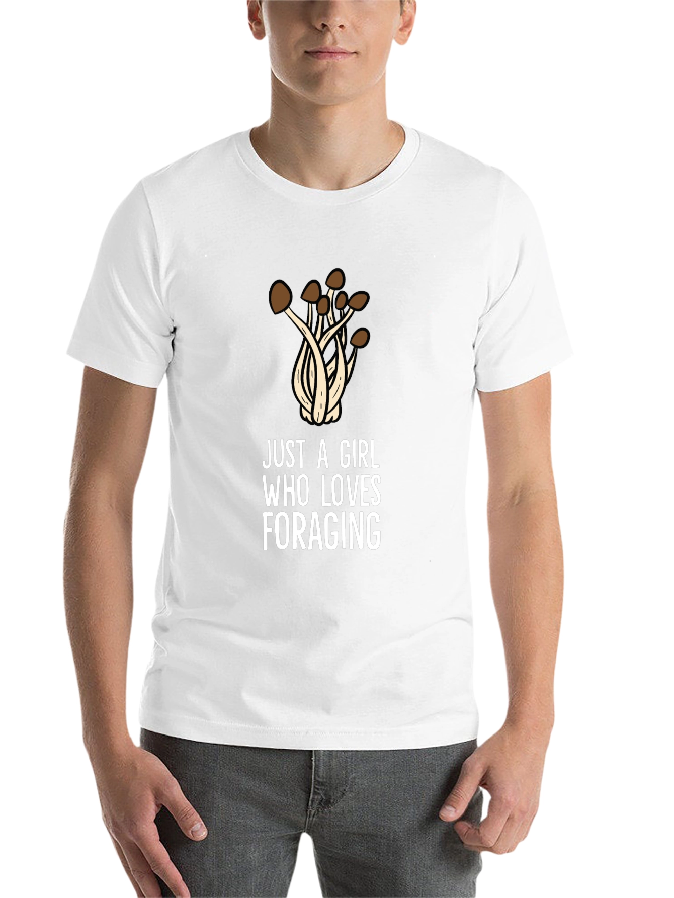 Black Just a Girl Who Loves Foraging T-Shirt - Mushroom Design view 14