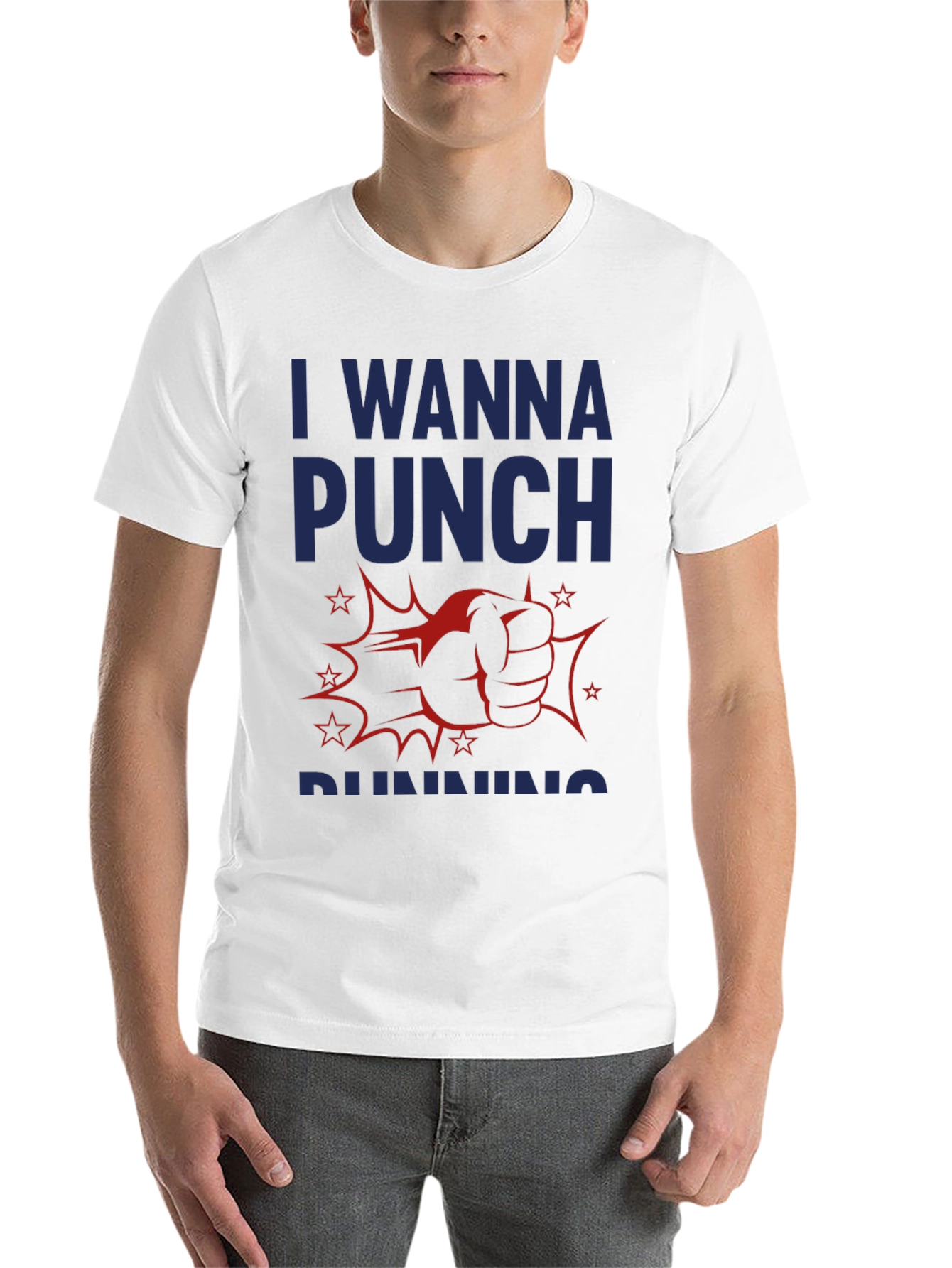 Black I Wanna Punch Running Funny Graphic T-Shirt view 14