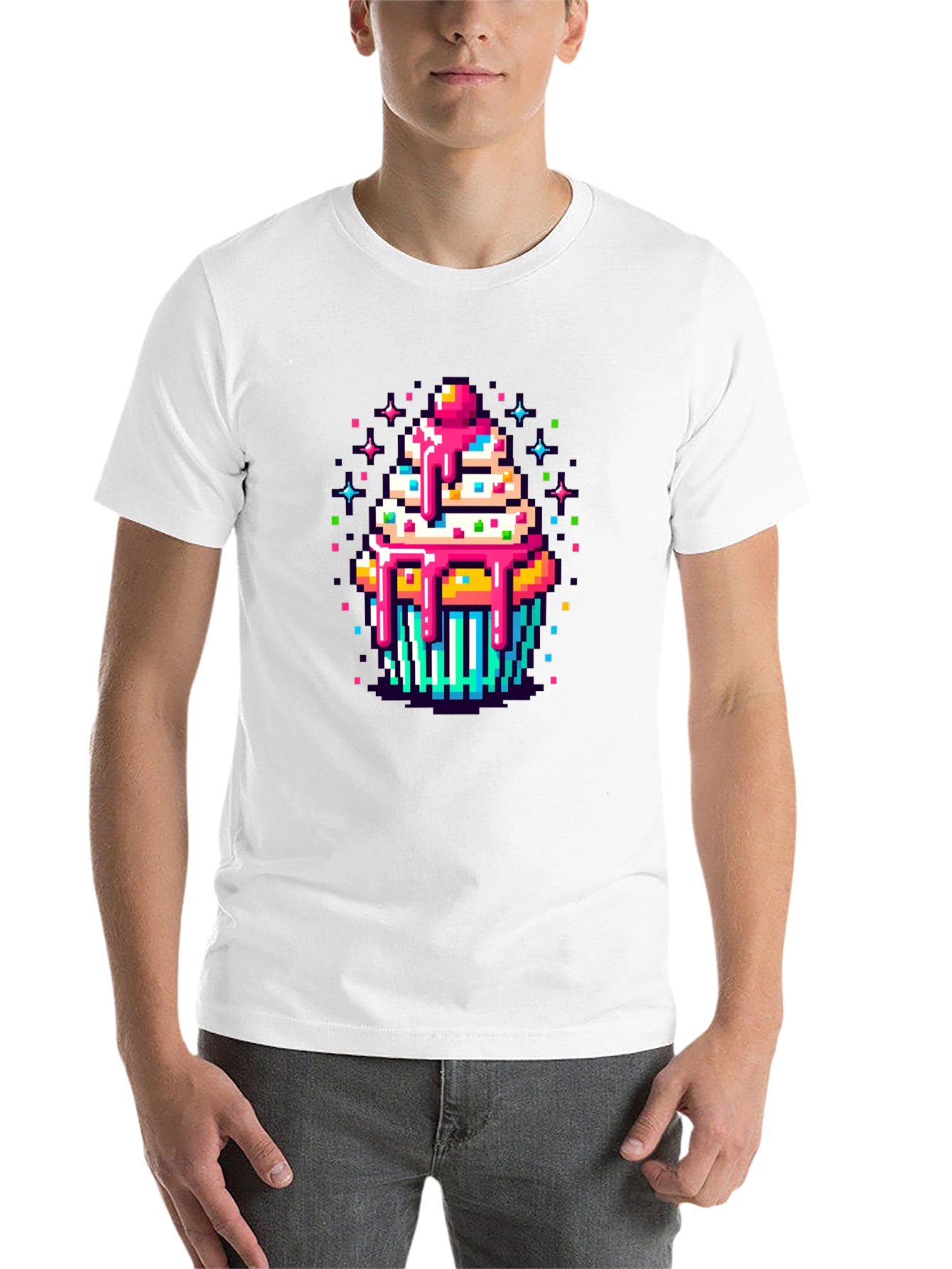 Black Pixel Art Cupcake Graphic Tee - Sweet Style! view 14