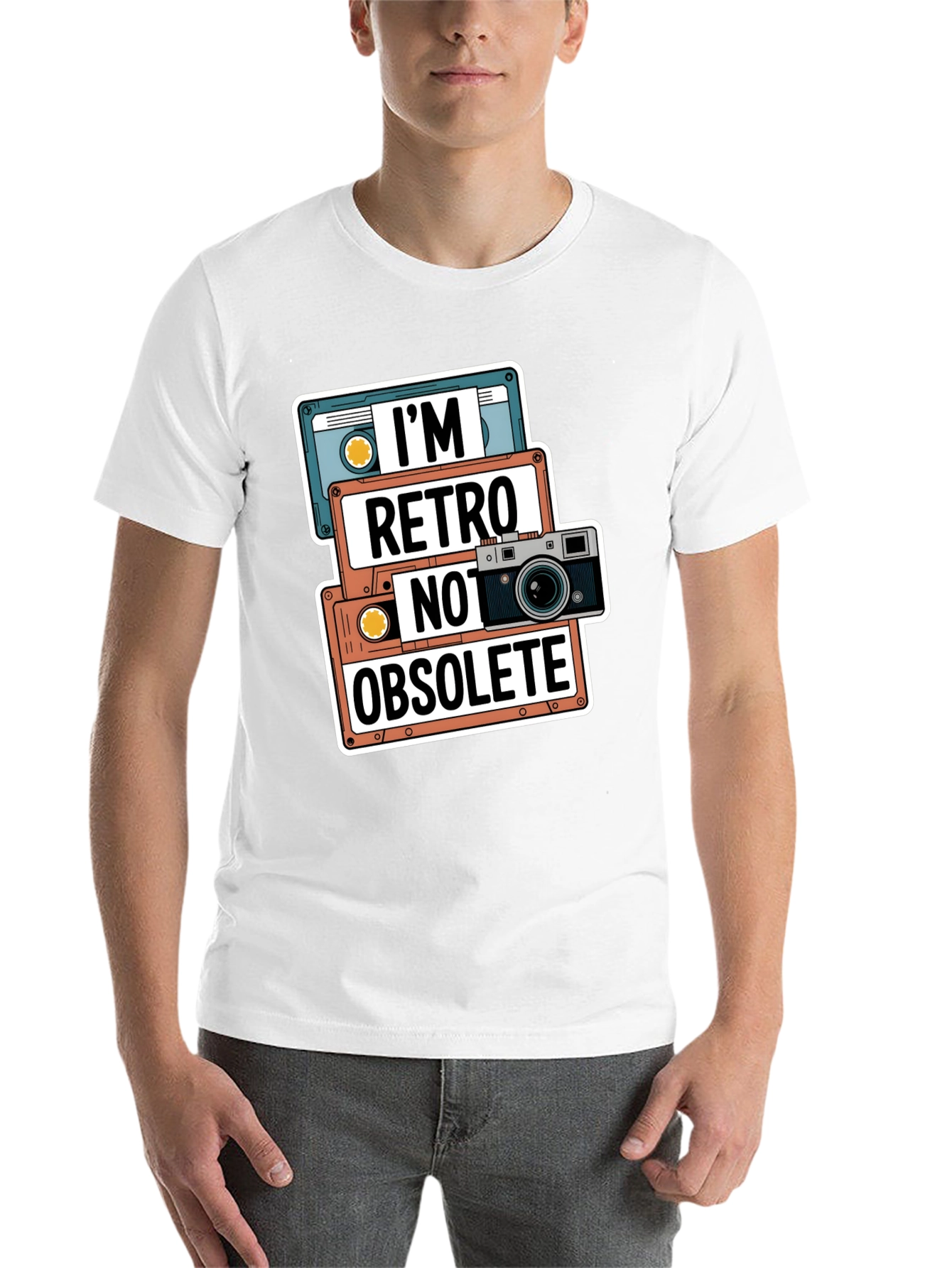 Black Retro Cassette & Camera T-Shirt view 14
