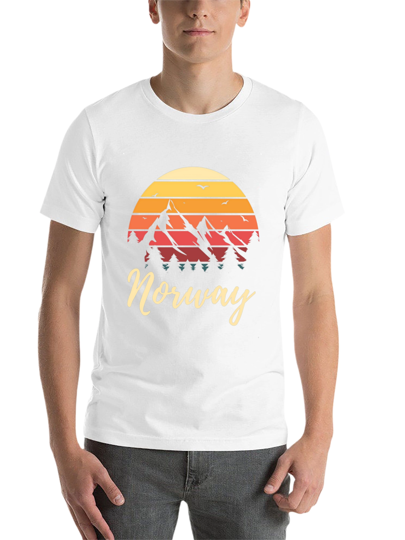 Black Norway Mountain Sunset Graphic Tee view 14
