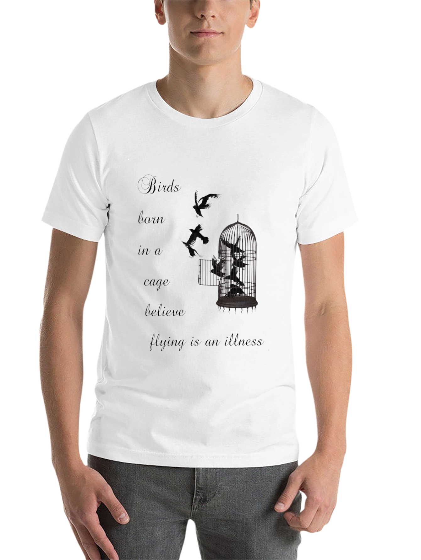 Black Birds Born in a Cage Graphic T-Shirt view 14