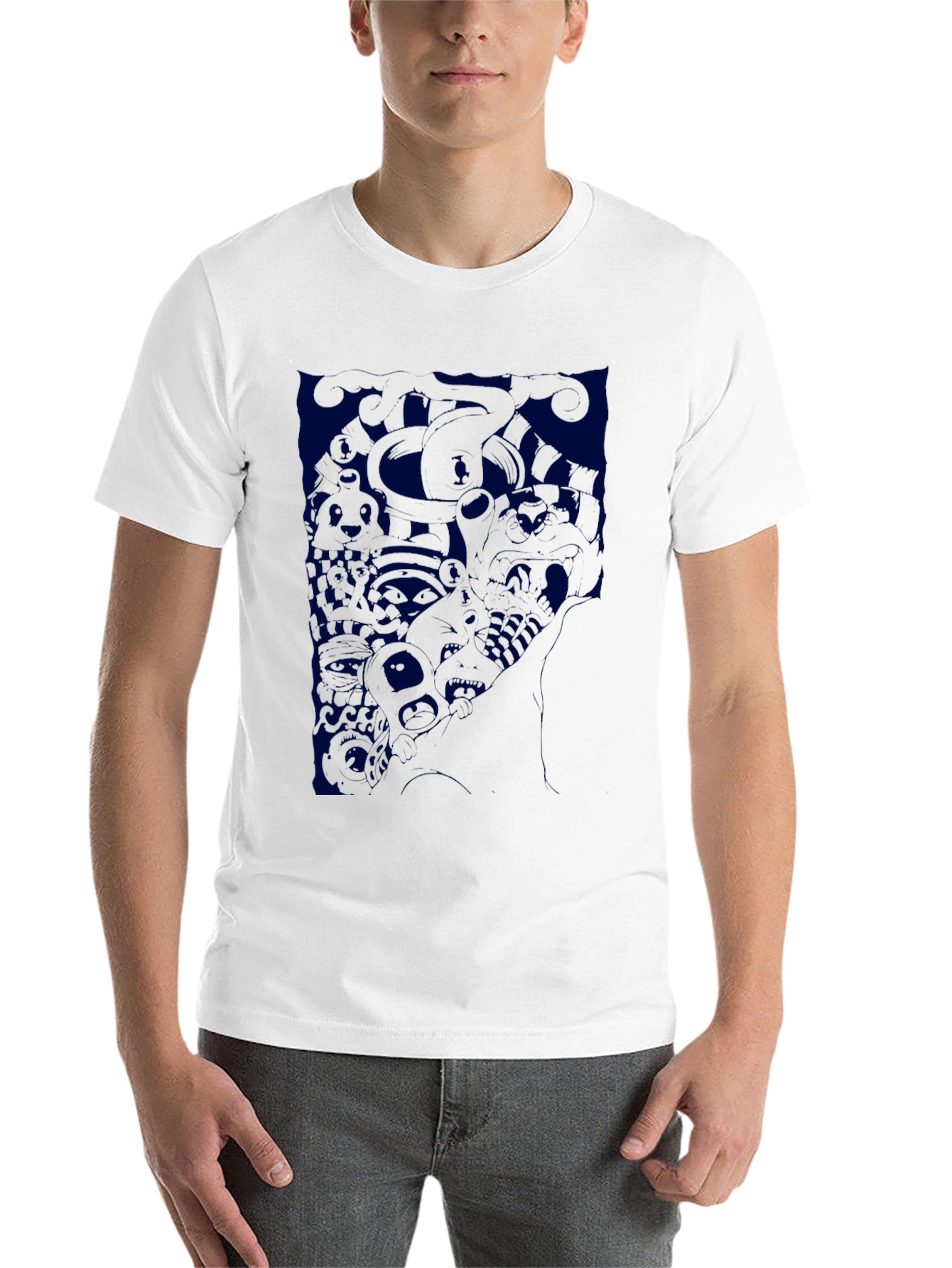 Abstract Graphic Print Black T-Shirt - 14