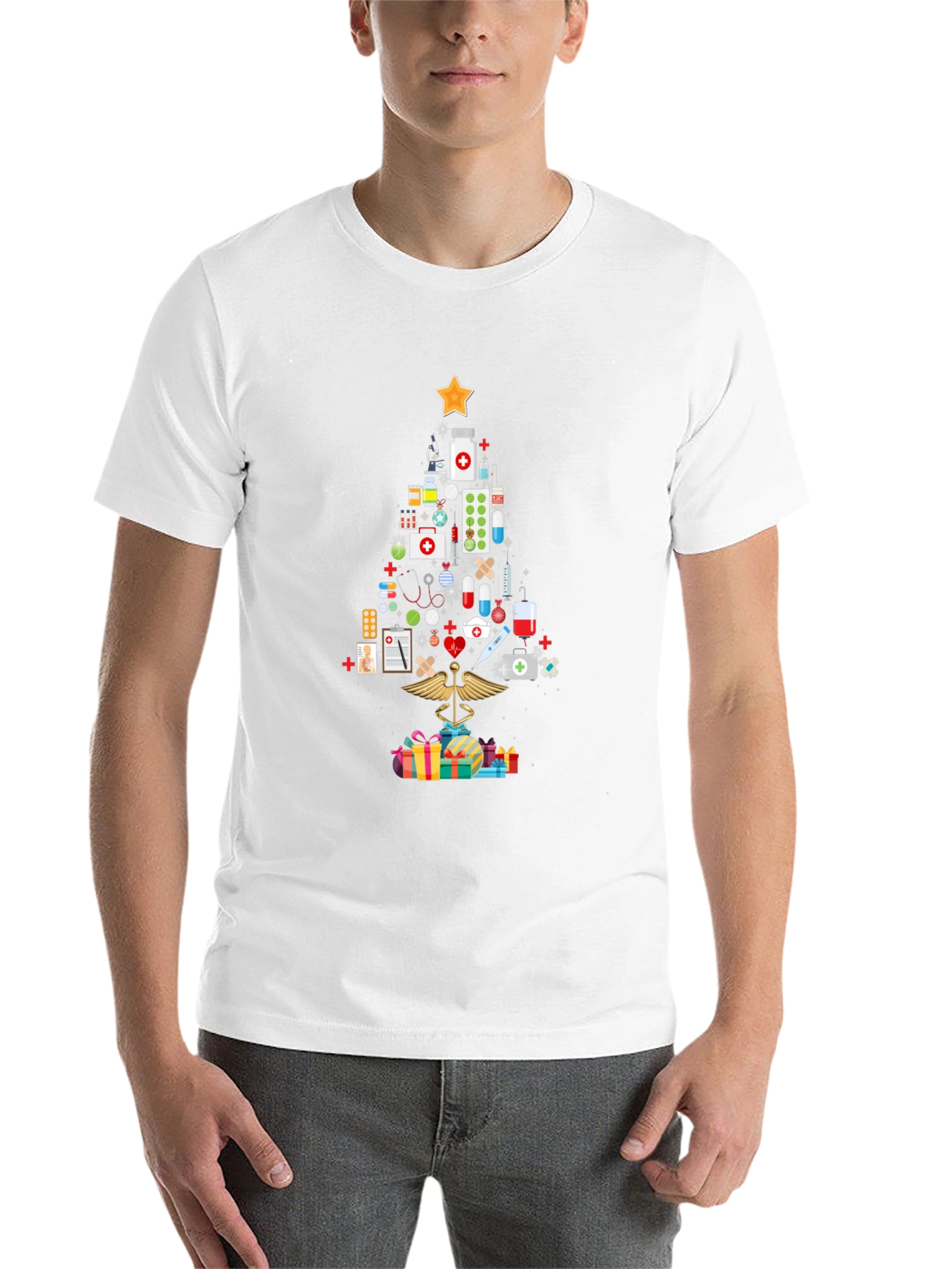 Black Medical Christmas Tree T-Shirt view 14