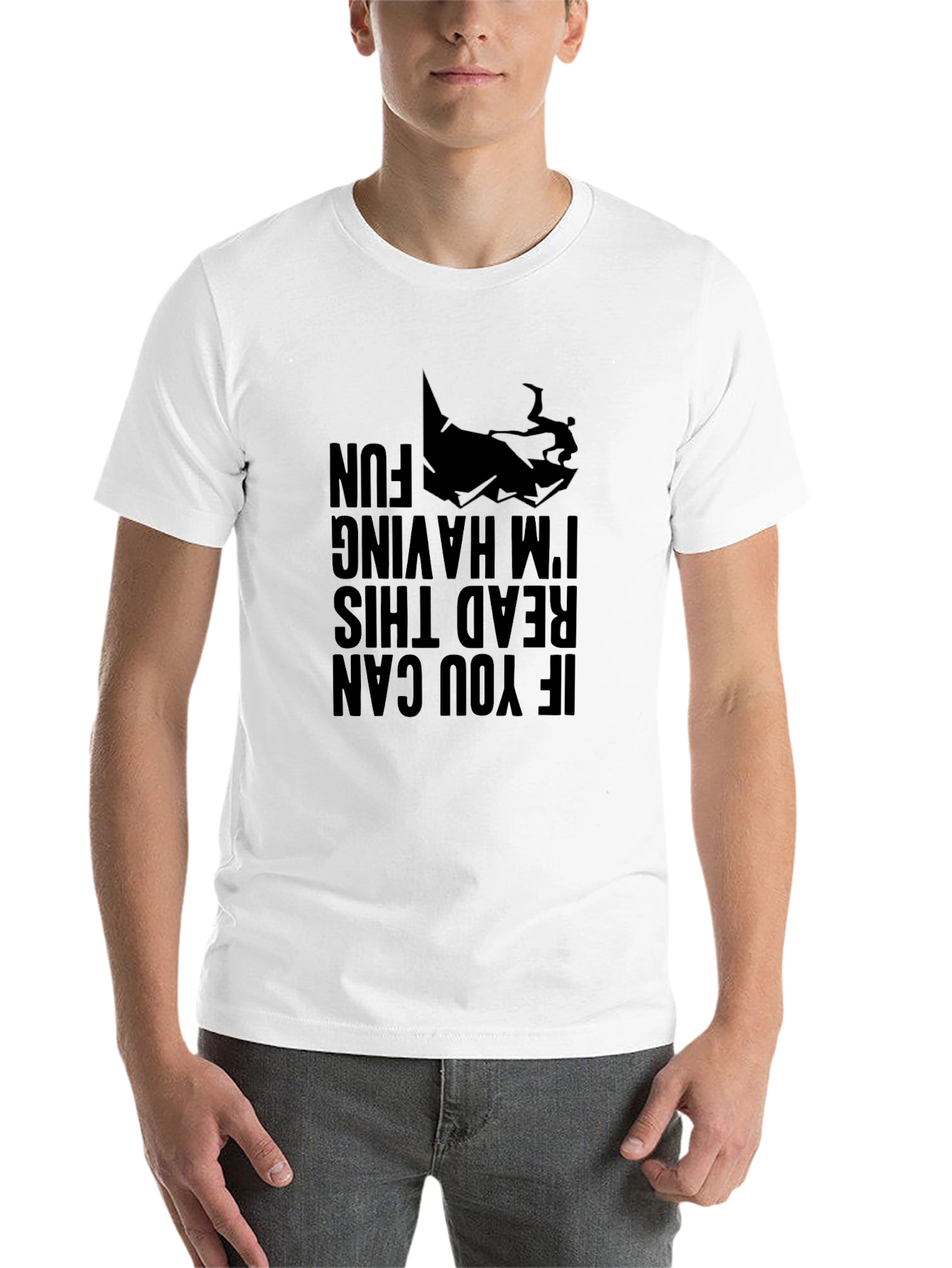 Black Funny Upside Down Graphic Tee - If You Can Read This T-Shirt view 14