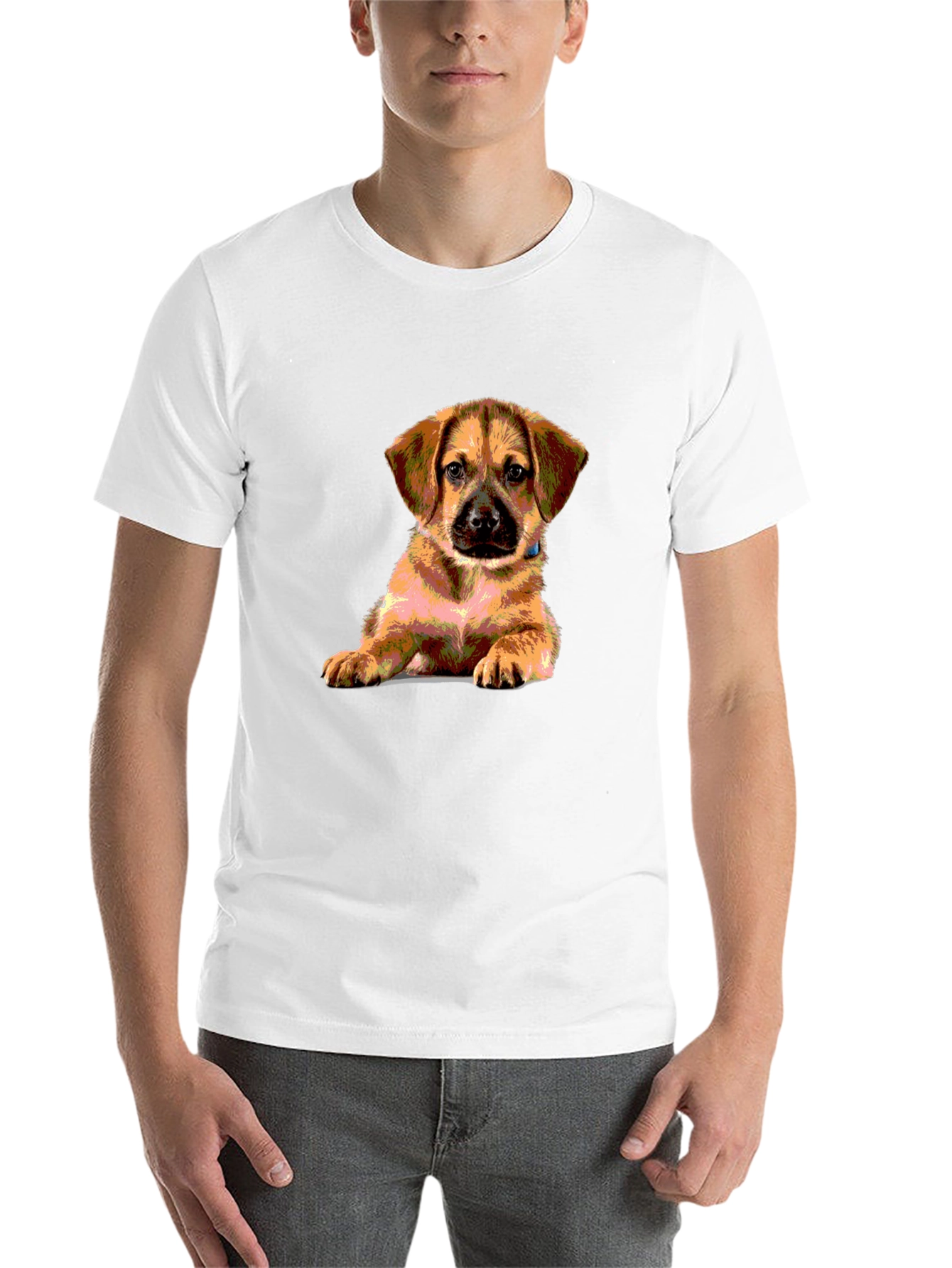 Black Puppy Print Black T-Shirt - Cute Dog Lover Tee view 14