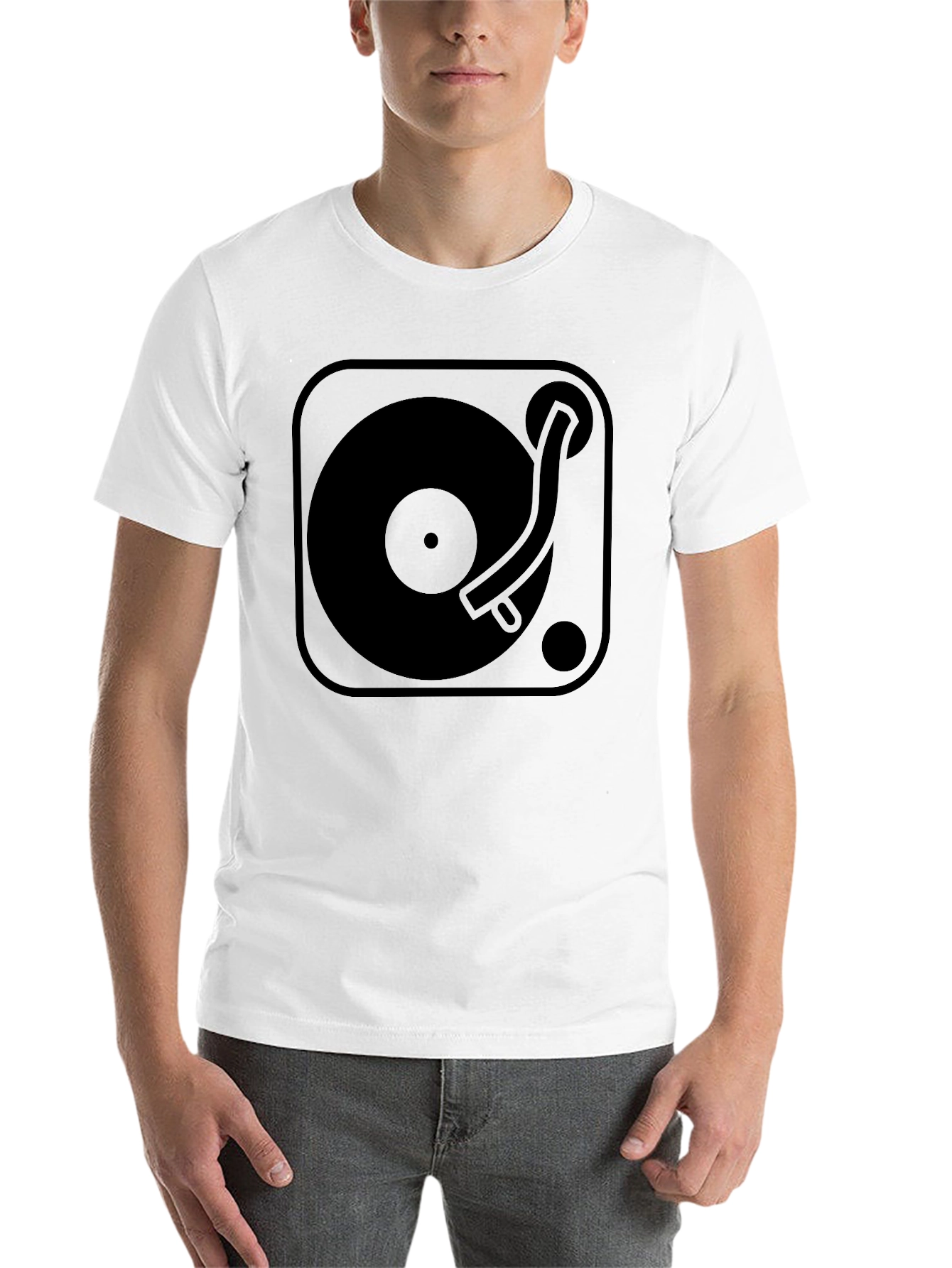 Black Turntable Graphic Tee - Vintage DJ T-Shirt view 14