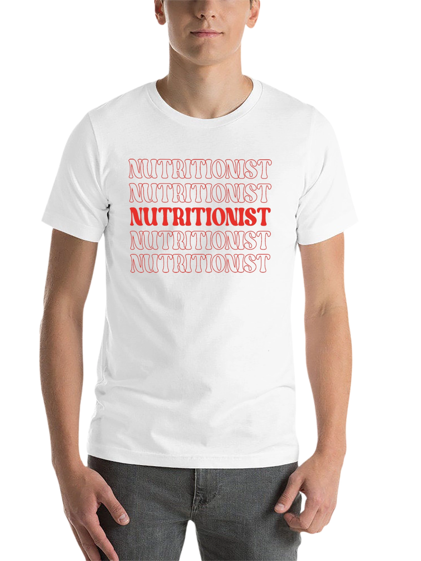 Black Nutritionist T-Shirt - Red Retro Text Design view 14