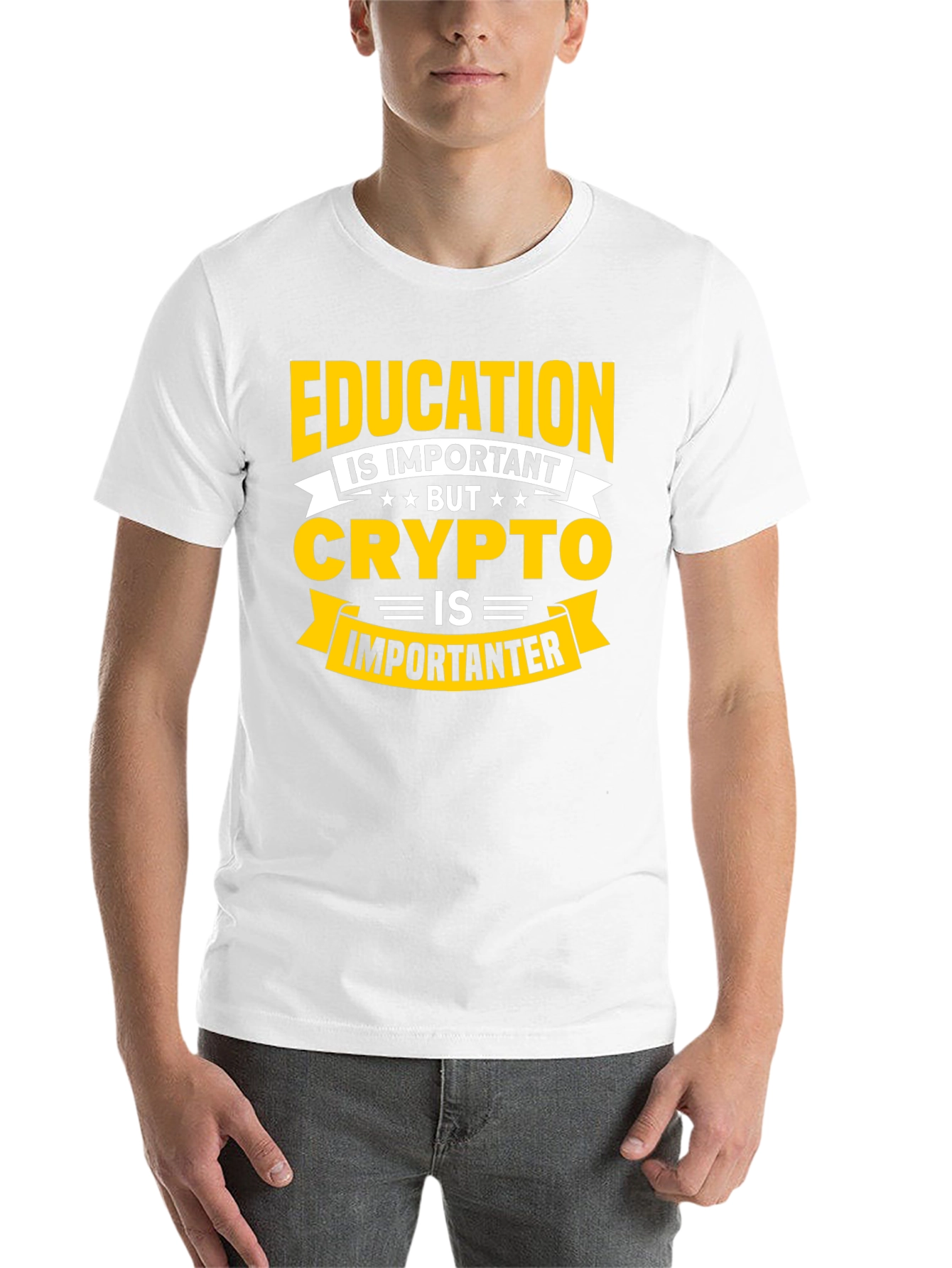 Black Crypto Humor T-Shirt: Education is Important But Crypto is Importanter view 14