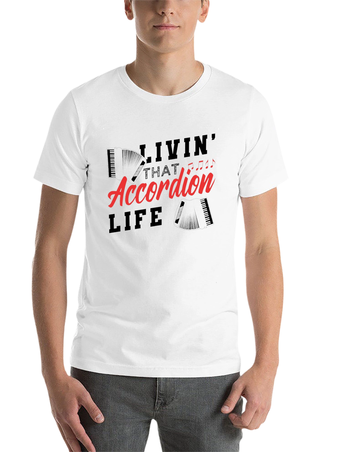 Black Accordion Life T-Shirt - Musician Tee view 14