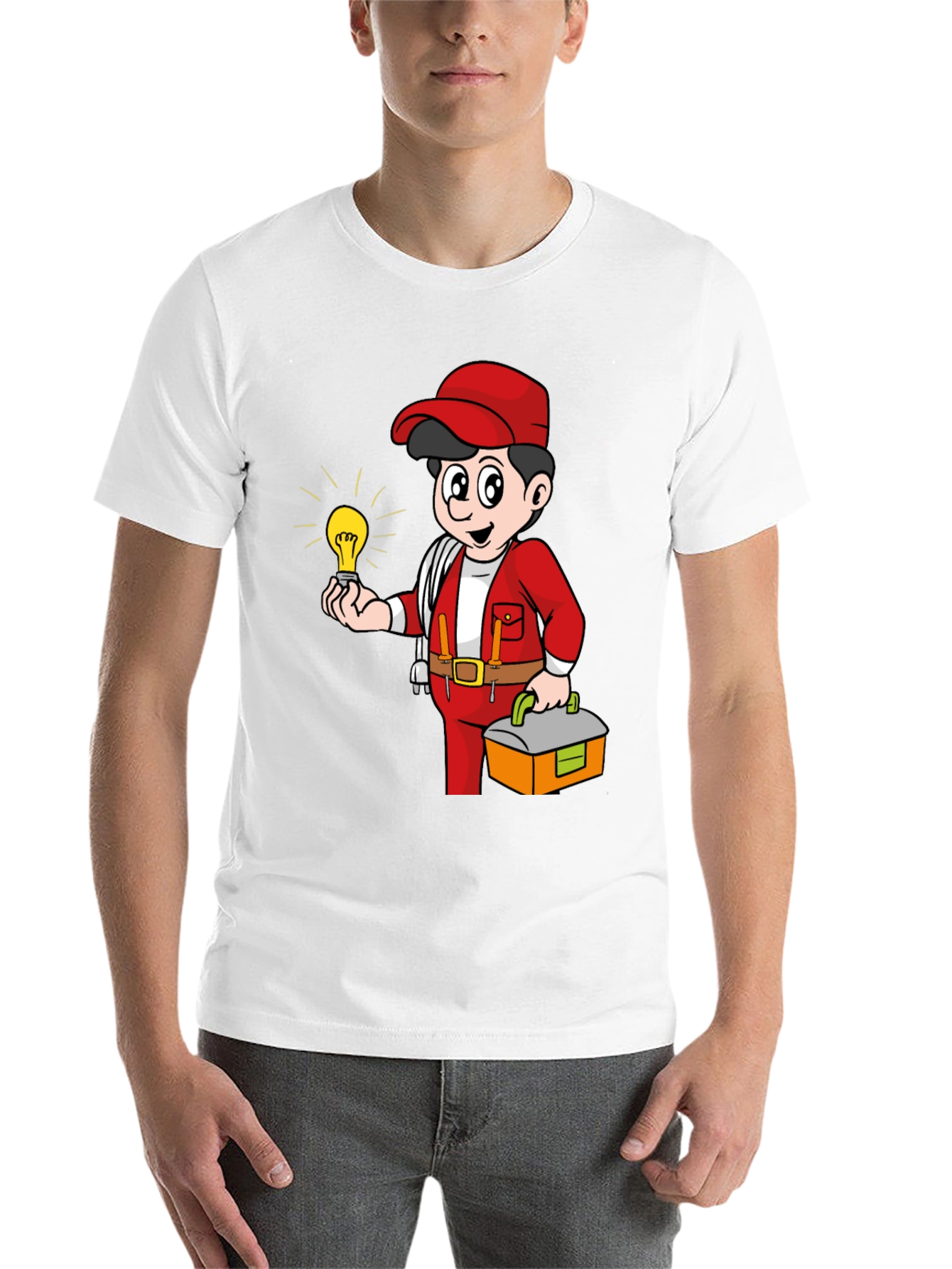 Black Electrician Cartoon Graphic Tee view 14