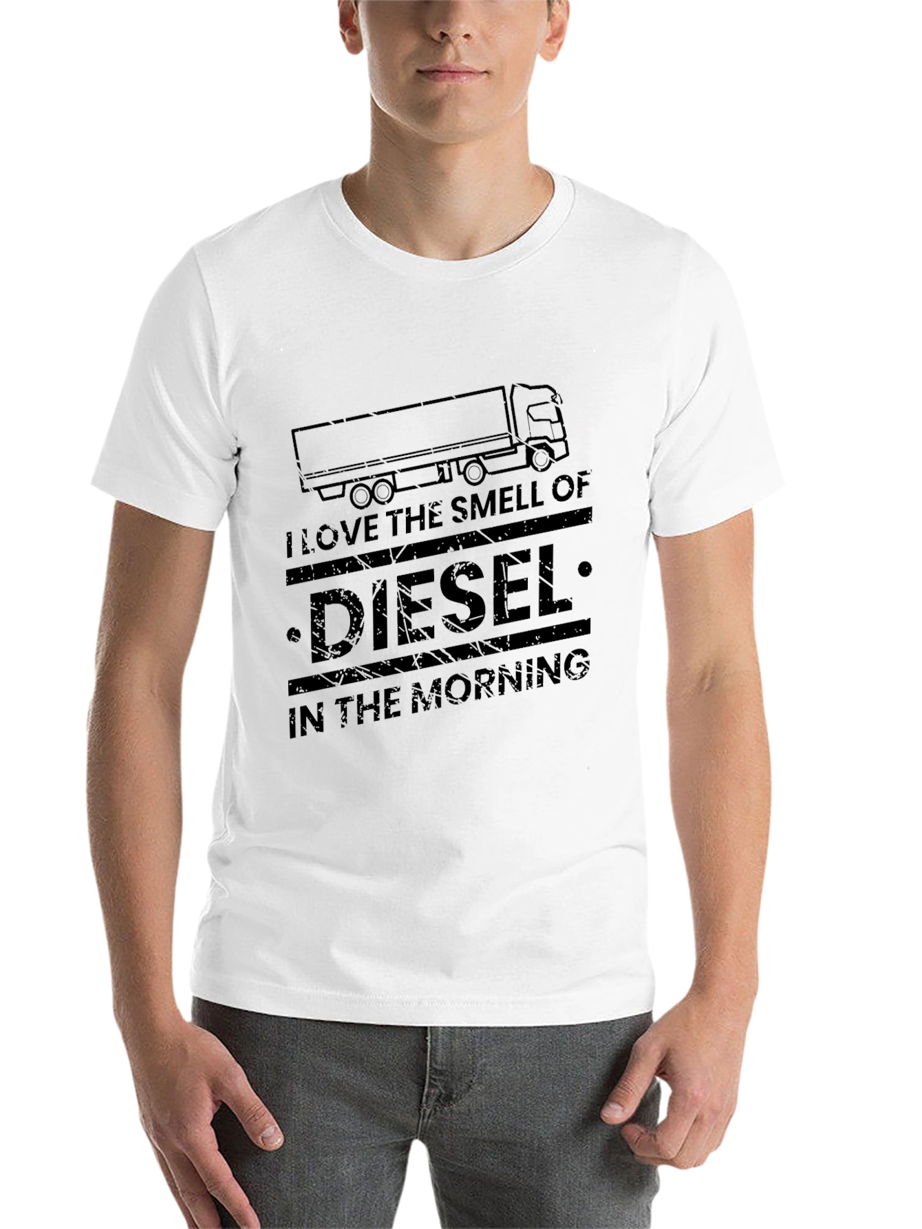 Black Diesel Smell Trucker Tee -  Men's Black Graphic T-Shirt view 14