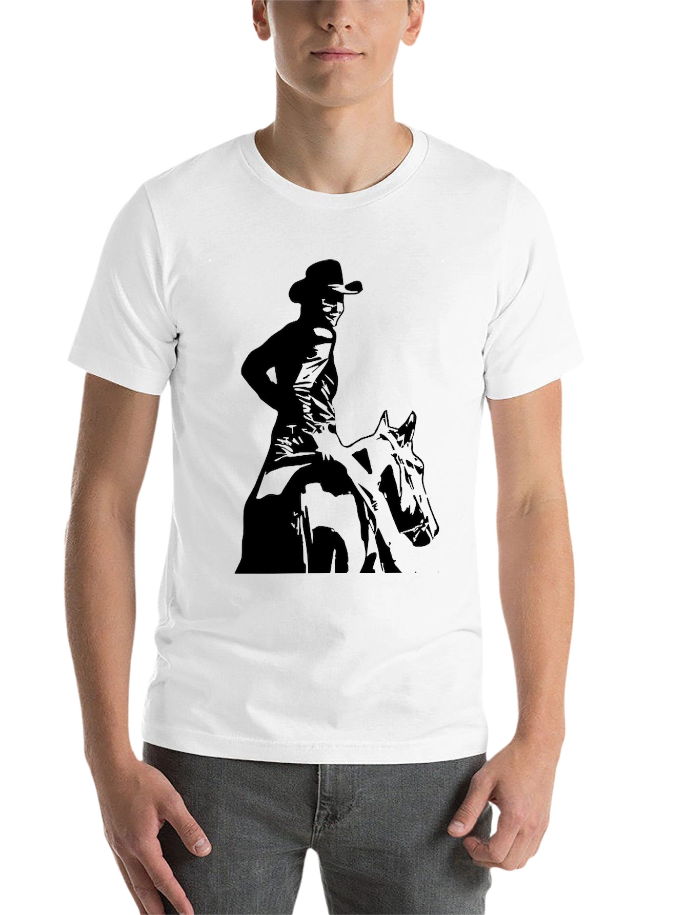 Black Cowboy Rider Graphic Black T-Shirt view 14