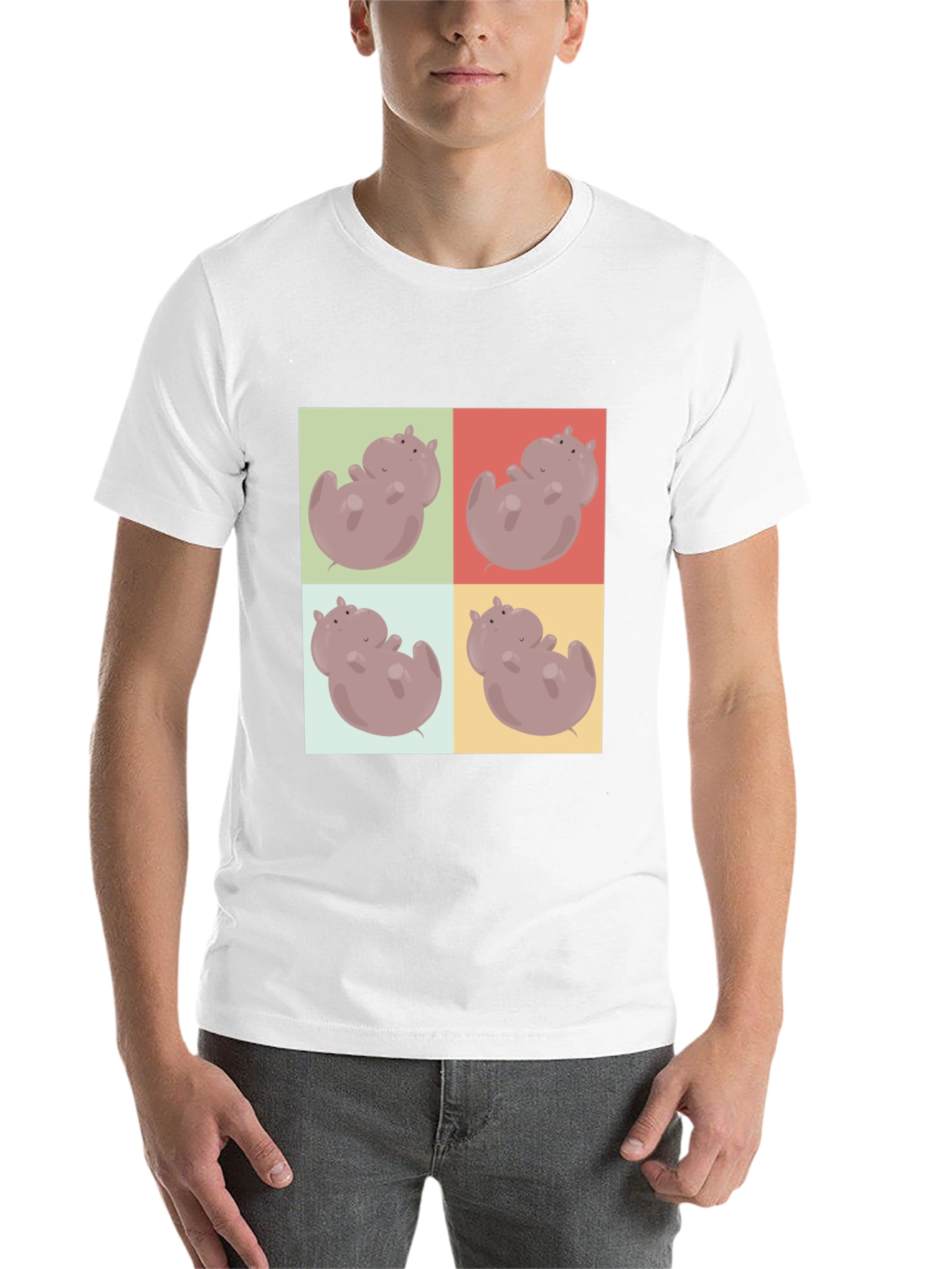Black Hippo Pop Art Black T-Shirt view 14