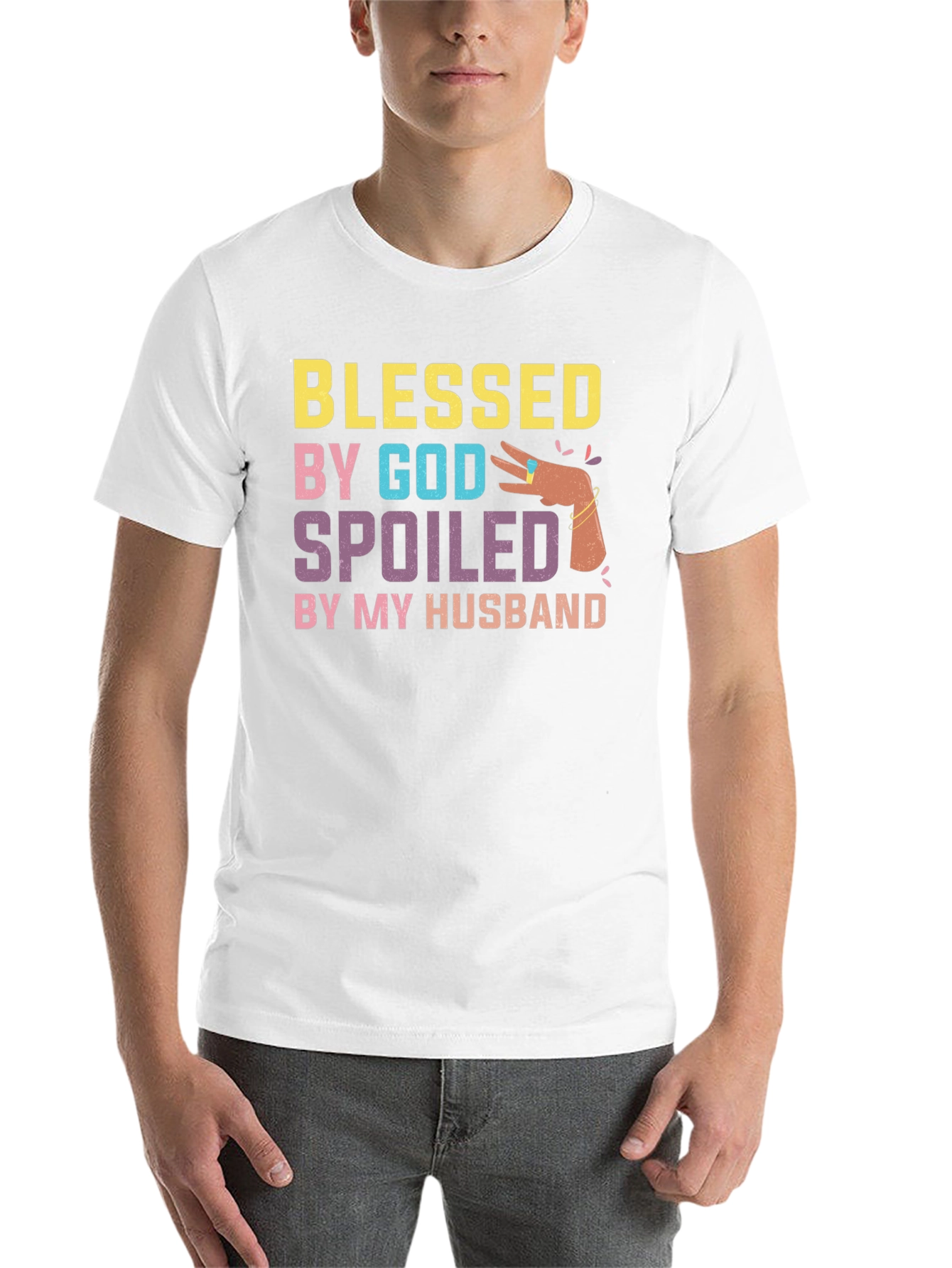 Black Blessed by God Spoiled by my Husband T-Shirt view 14