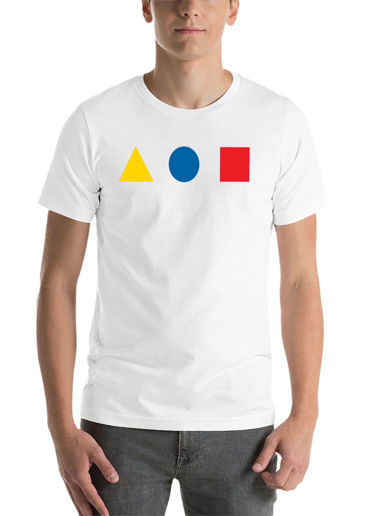 Black Geometric Shapes T-Shirt - Triangle, Circle, Square Design view 14