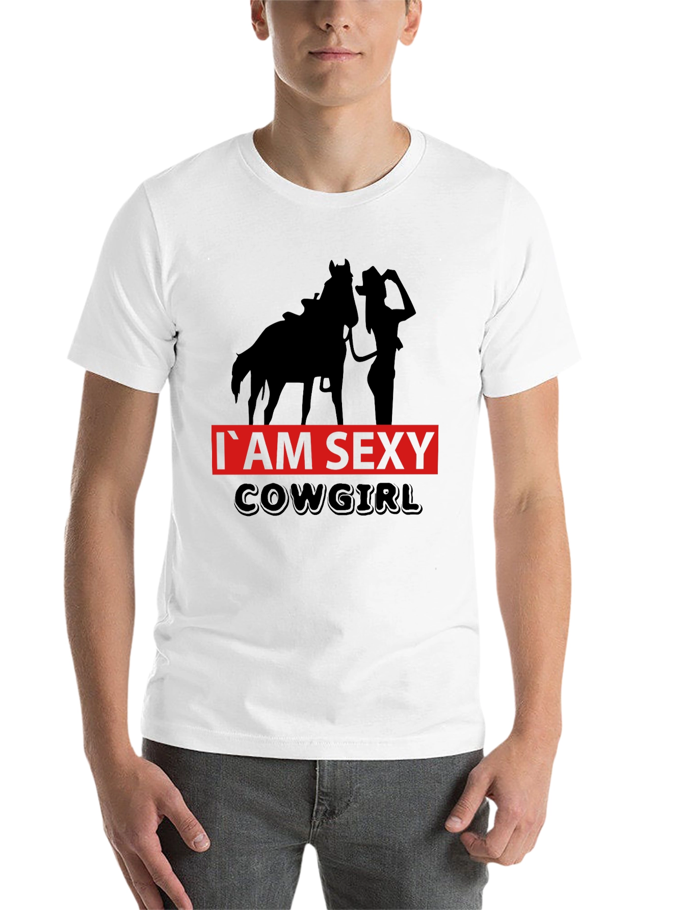 Black I'm Sexy Cowgirl Graphic Tee - Black Unisex T-Shirt view 14