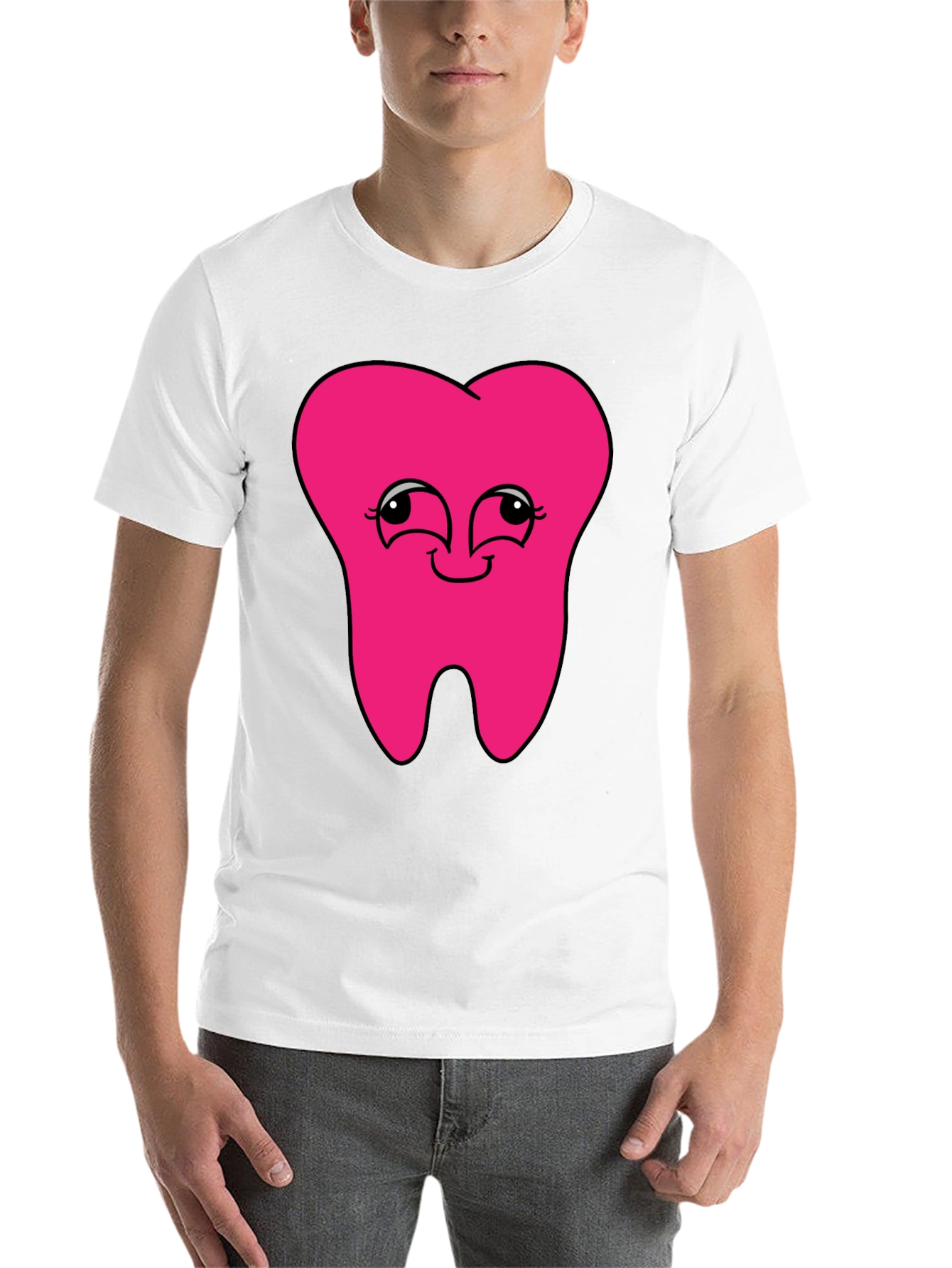 Black Funny Pink Tooth Graphic T-Shirt view 14