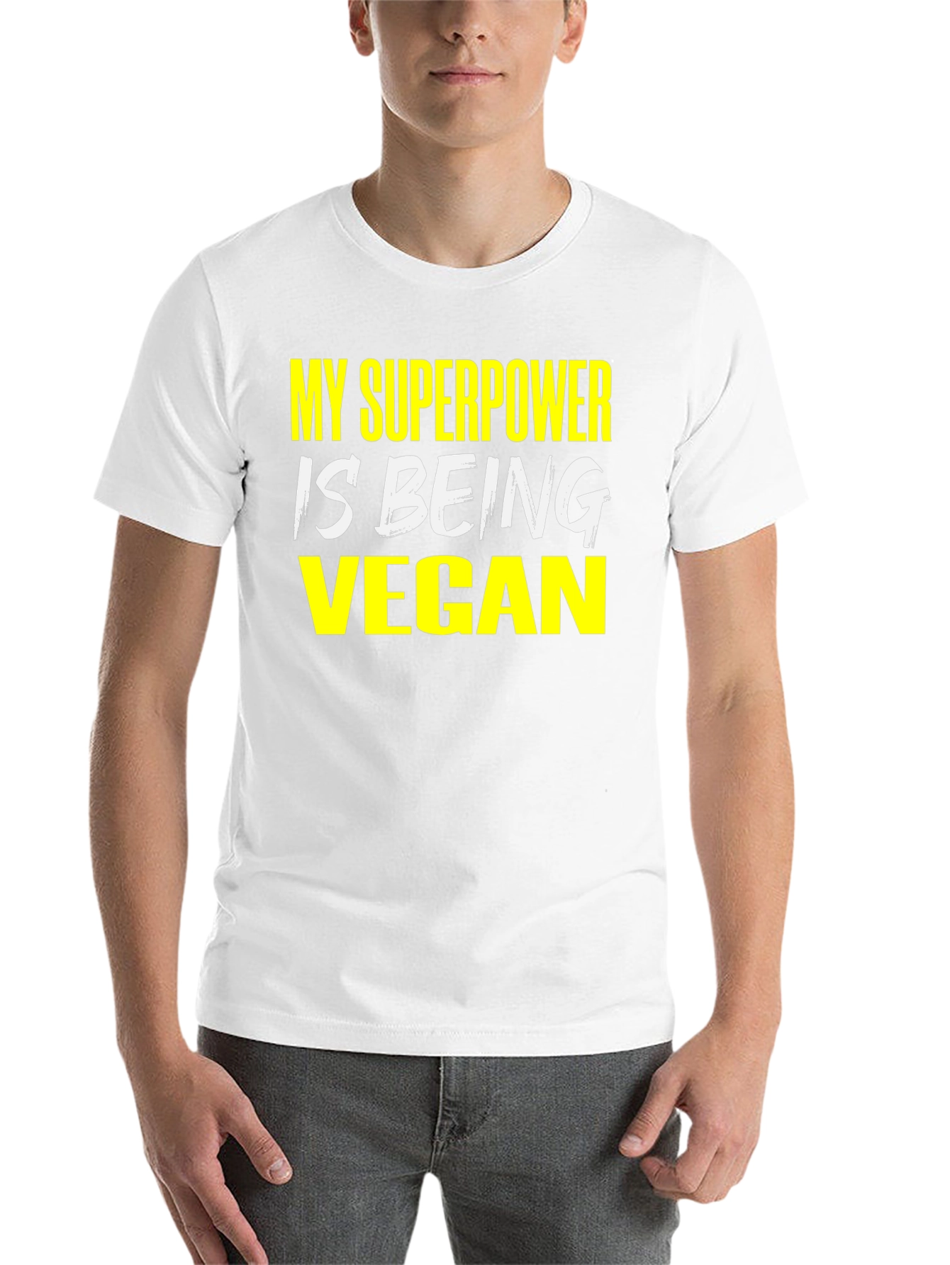 Black Vegan Superpower T-Shirt - Black Graphic Tee view 14