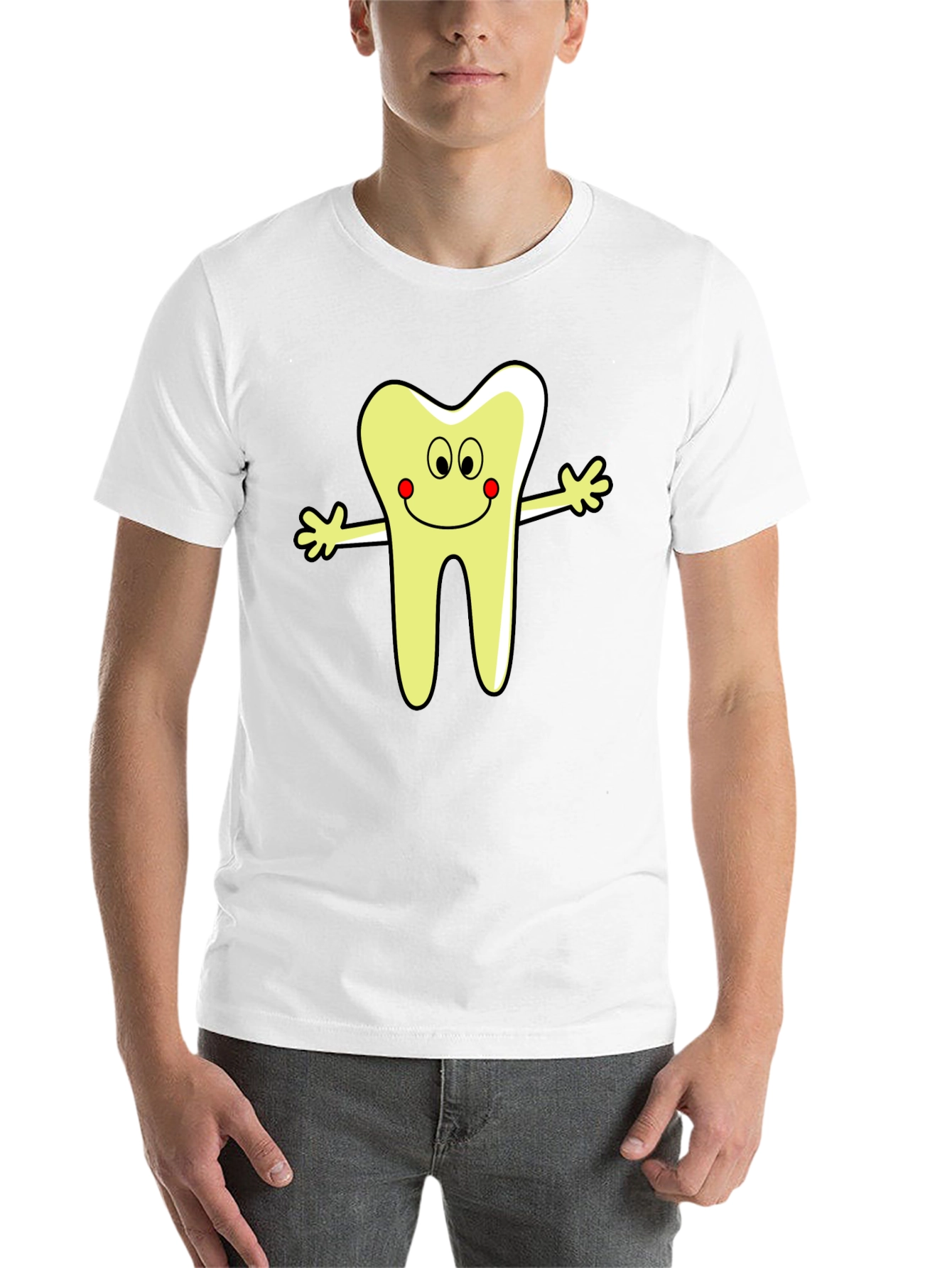 Black Cartoon Tooth Graphic T-Shirt - Black Cotton Tee view 14