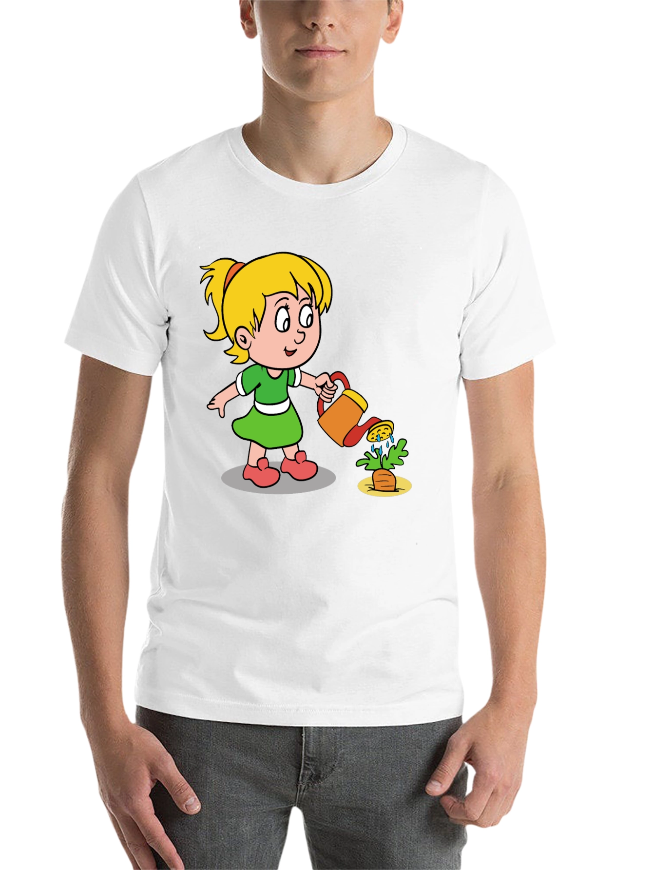 Black Cartoon Girl Gardening T-Shirt view 14