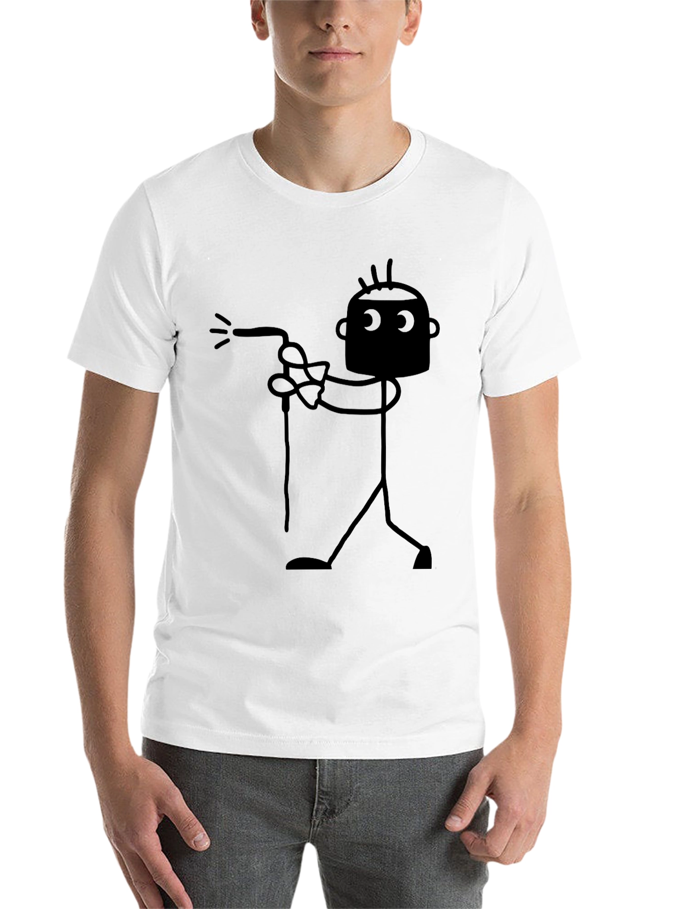 Black Funny Welder Stick Figure Black T-Shirt view 14