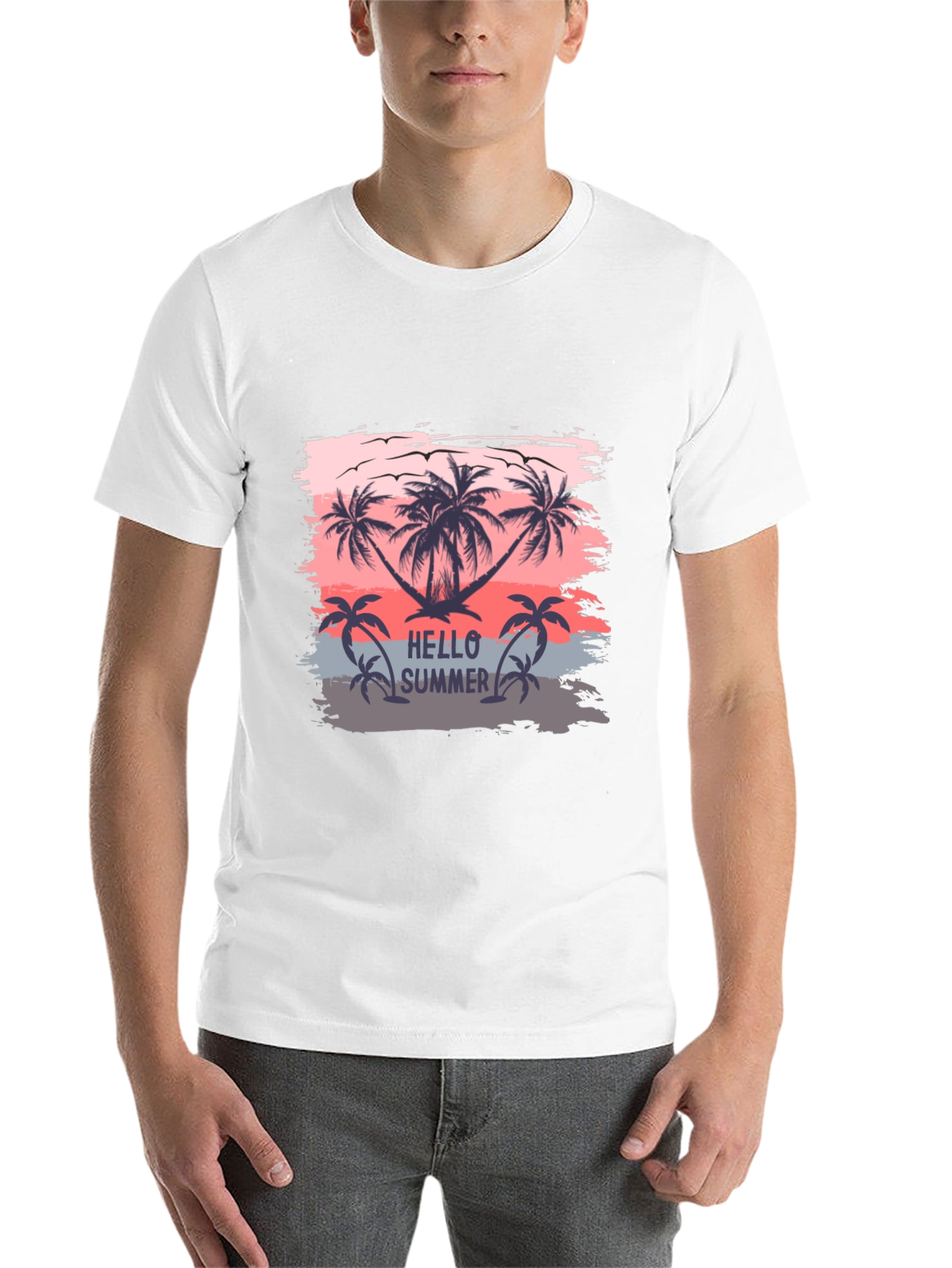 Black Hello Summer Palm Tree T-Shirt view 14