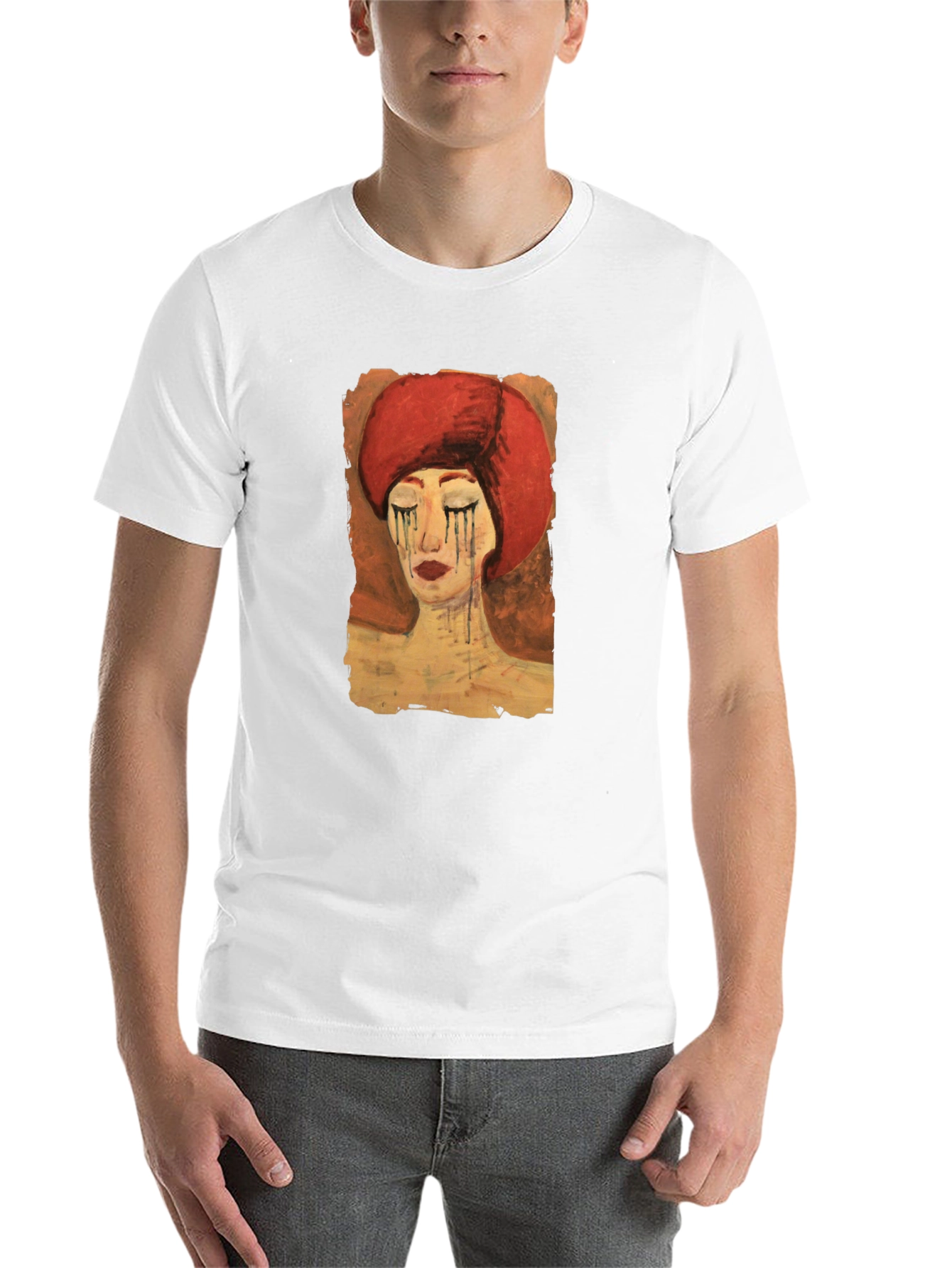 Black Artistic Woman Graphic Tee - Black Casual T-Shirt view 14