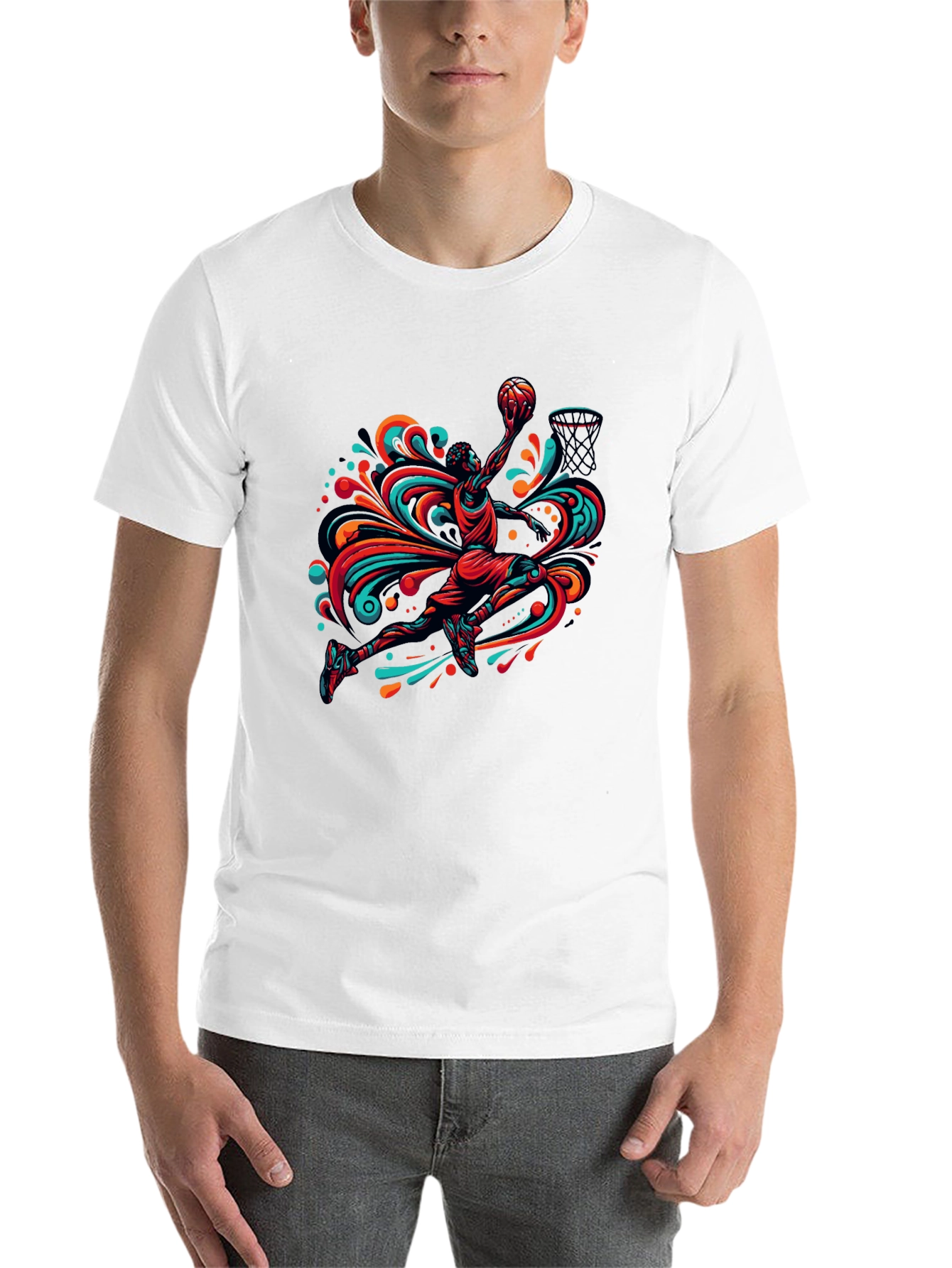 Black Vibrant Basketball Graphic Tee - Black Cotton Blend view 14