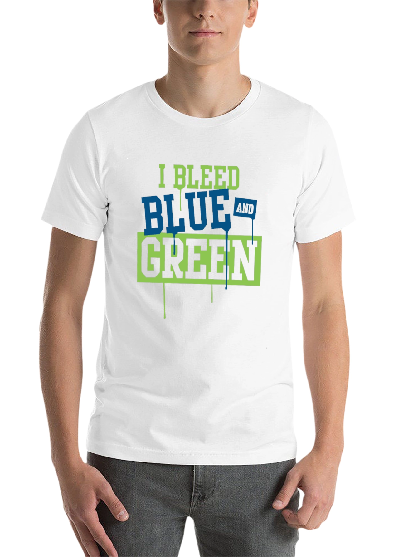 Black I Bleed Blue and Green Graphic Tee view 14
