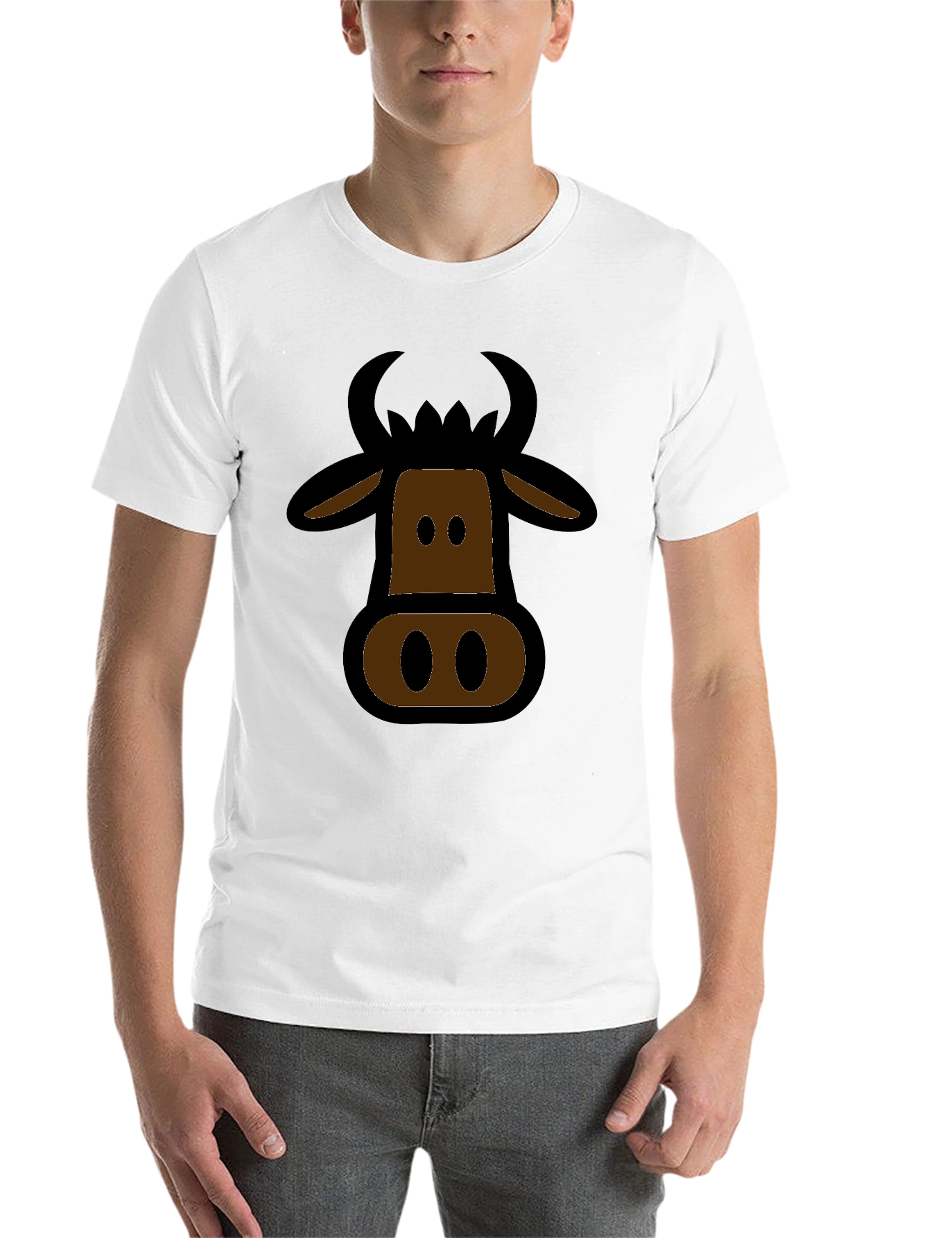 Black Cartoon Cow Graphic Black T-Shirt view 14