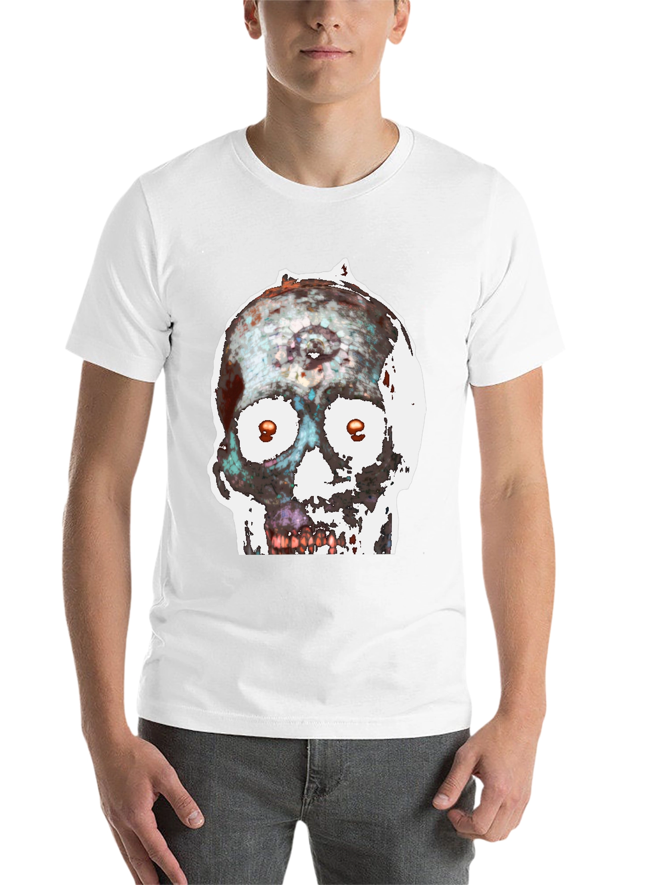 Black Edgy Skull Graphic Tee view 14