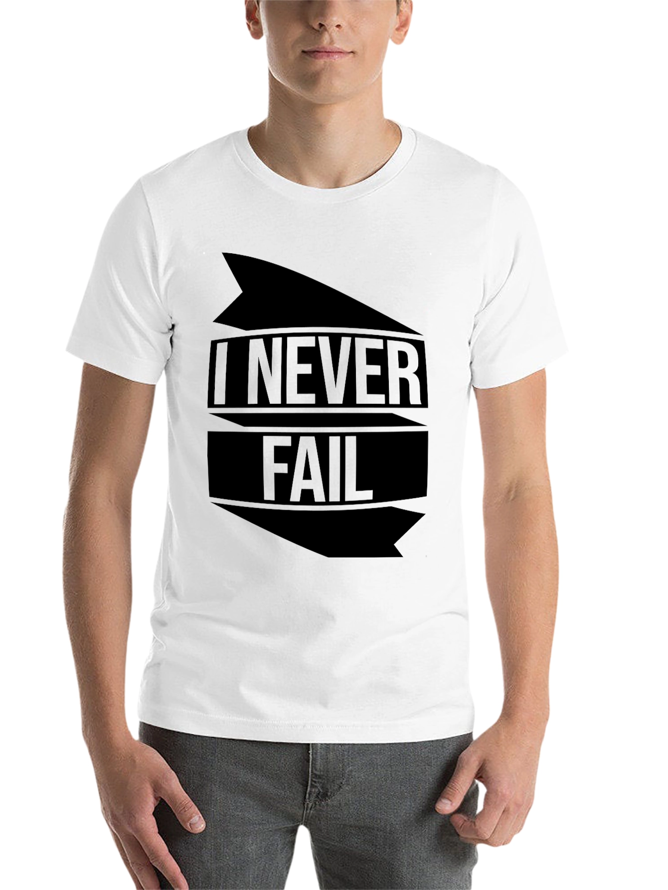 Black I NEVER FAIL Graphic Tee - Bold Statement T-Shirt view 14