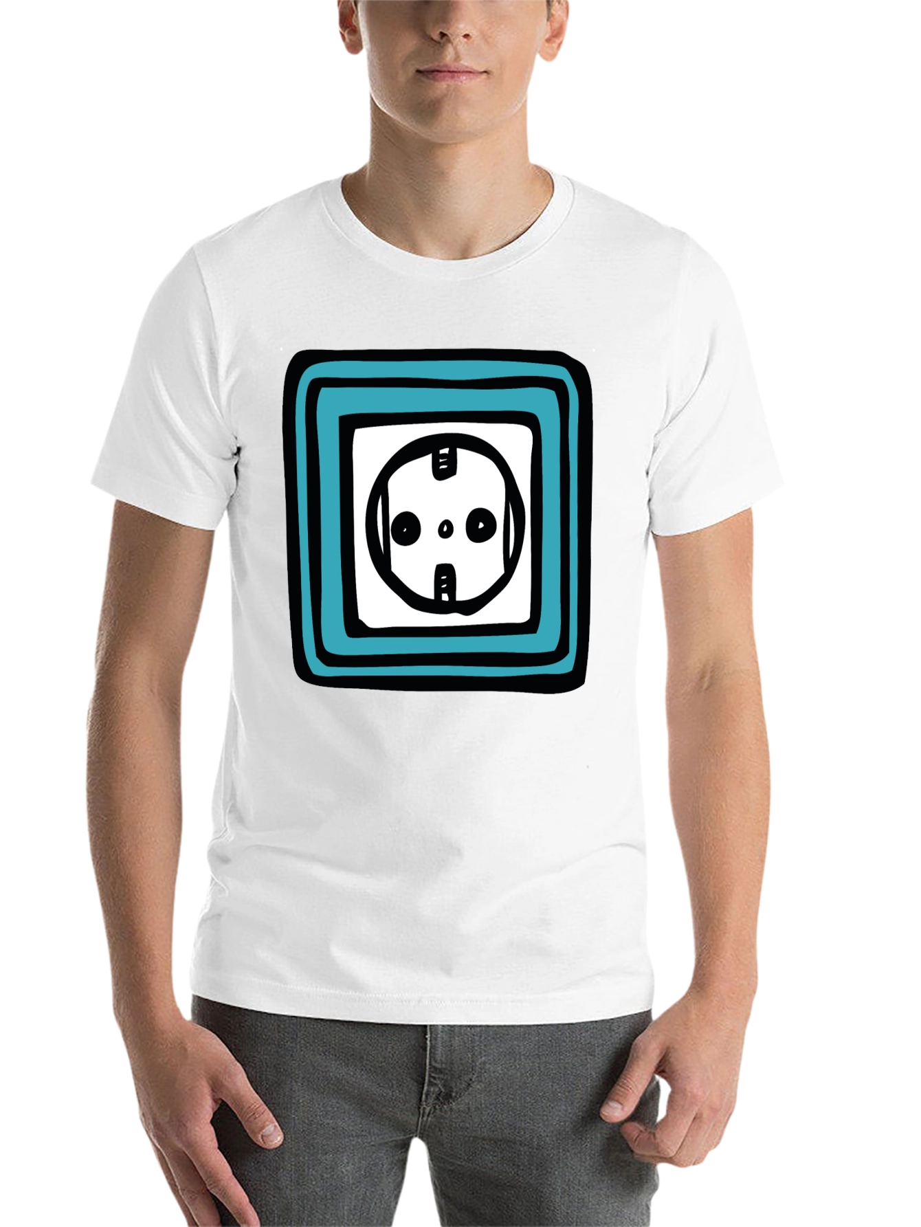 Black Electric Outlet Graphic T-Shirt - Funky Trendy Design view 14