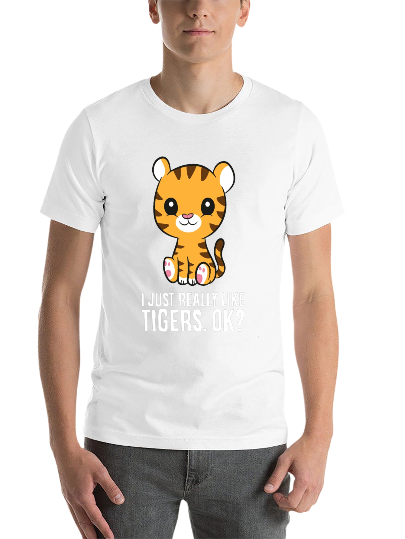 Black Cute Tiger Lover T-Shirt - I Just Really Like Tigers, OK? view 14