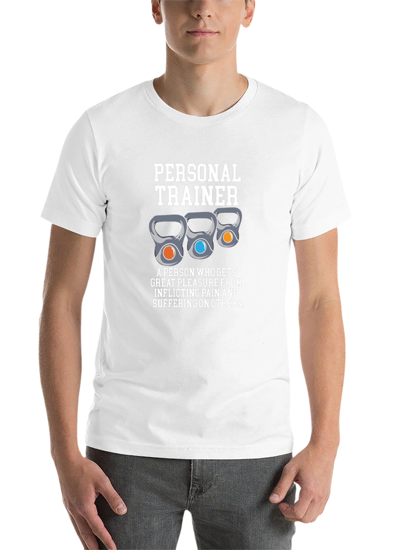 Black Funny Personal Trainer T-Shirt - Kettlebell Design view 14