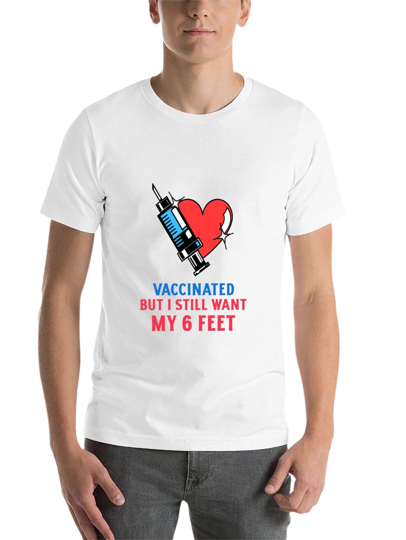 Black Vaccinated 6 Feet T-Shirt view 14