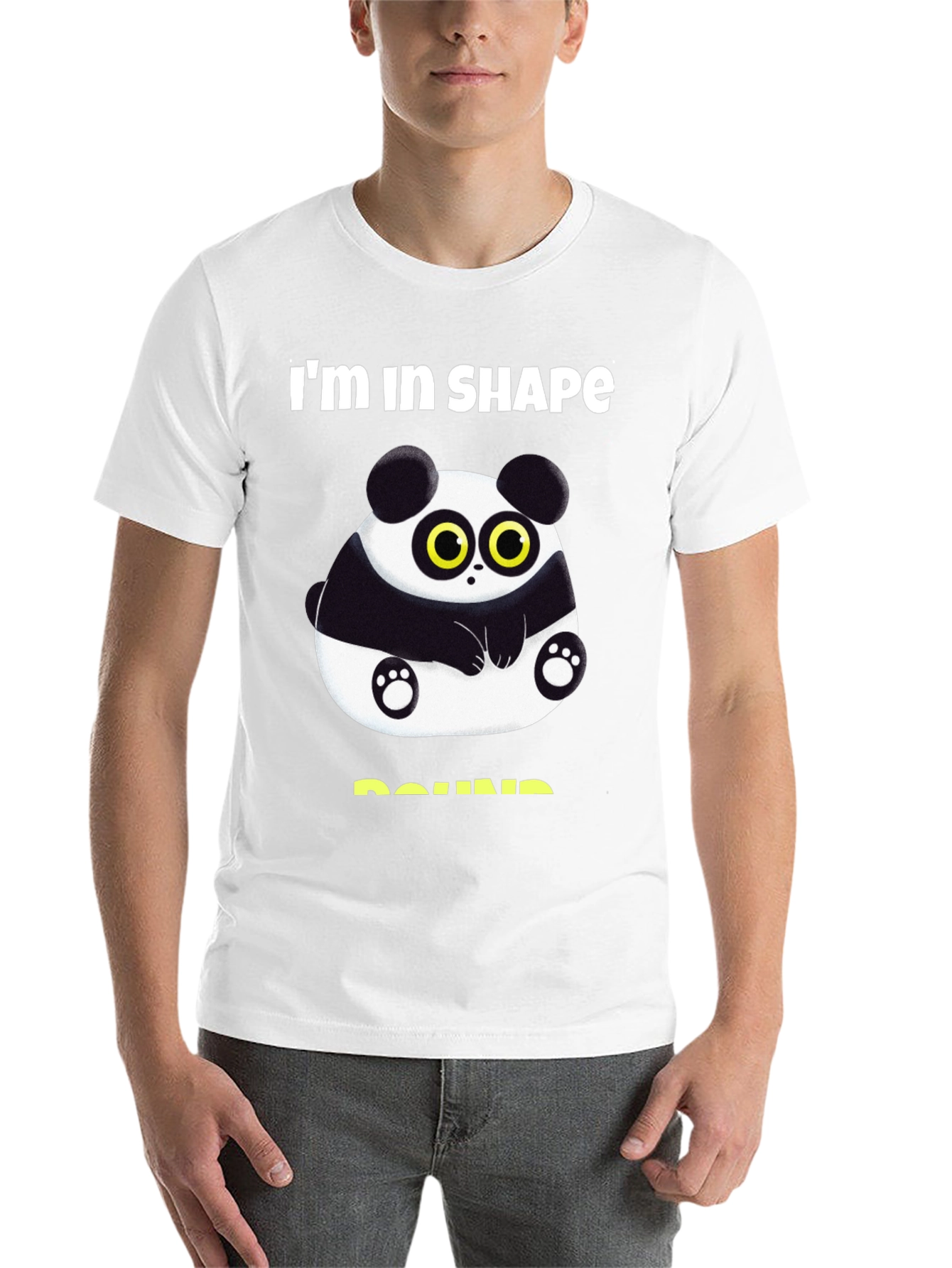 Black Funny Panda Round Shape T-Shirt view 14