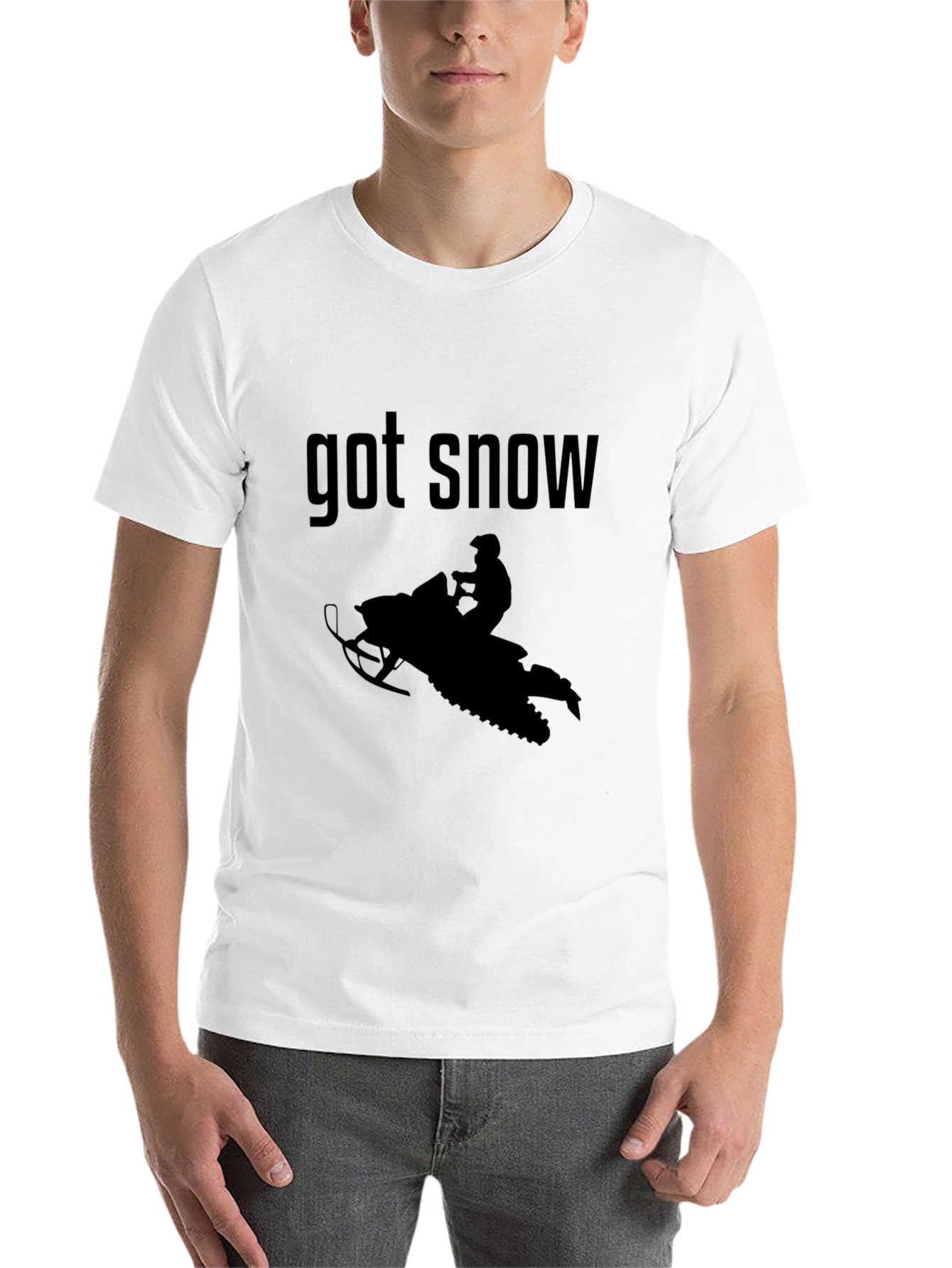 Black Got Snow? Graphic Tee - Snowmobile Design view 14