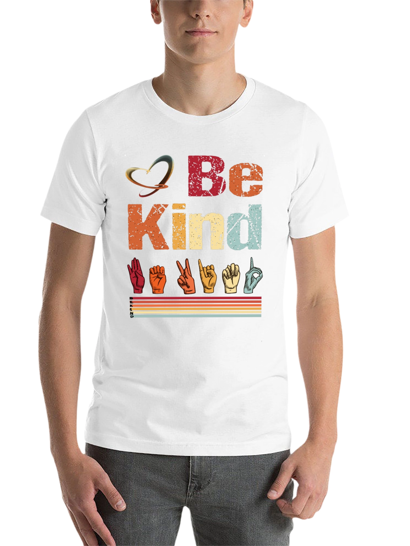 Black Be Kind Sign Language T-Shirt view 14