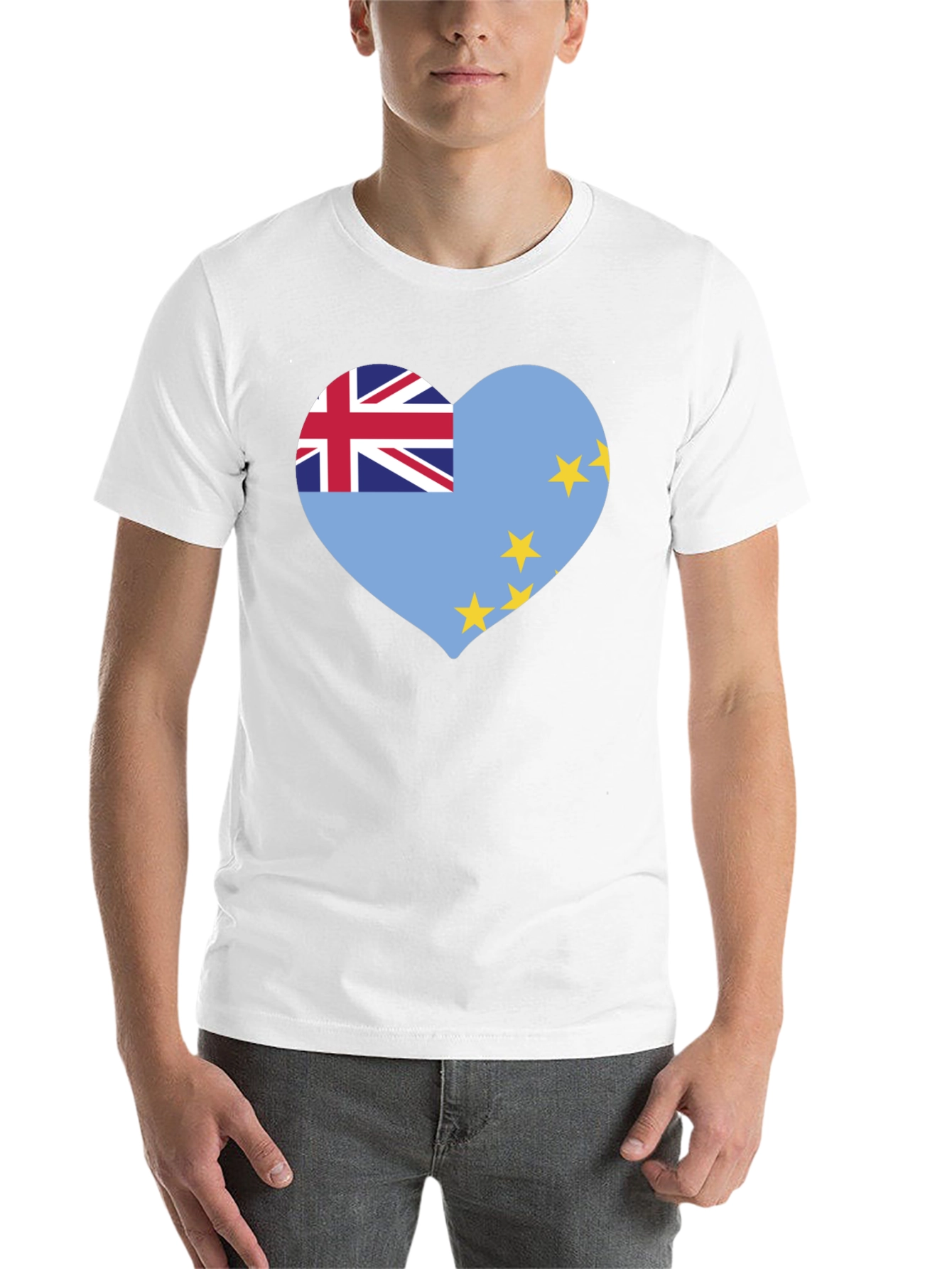 Black Tuvalu Flag Heart T-Shirt - Show Your Pride! view 14
