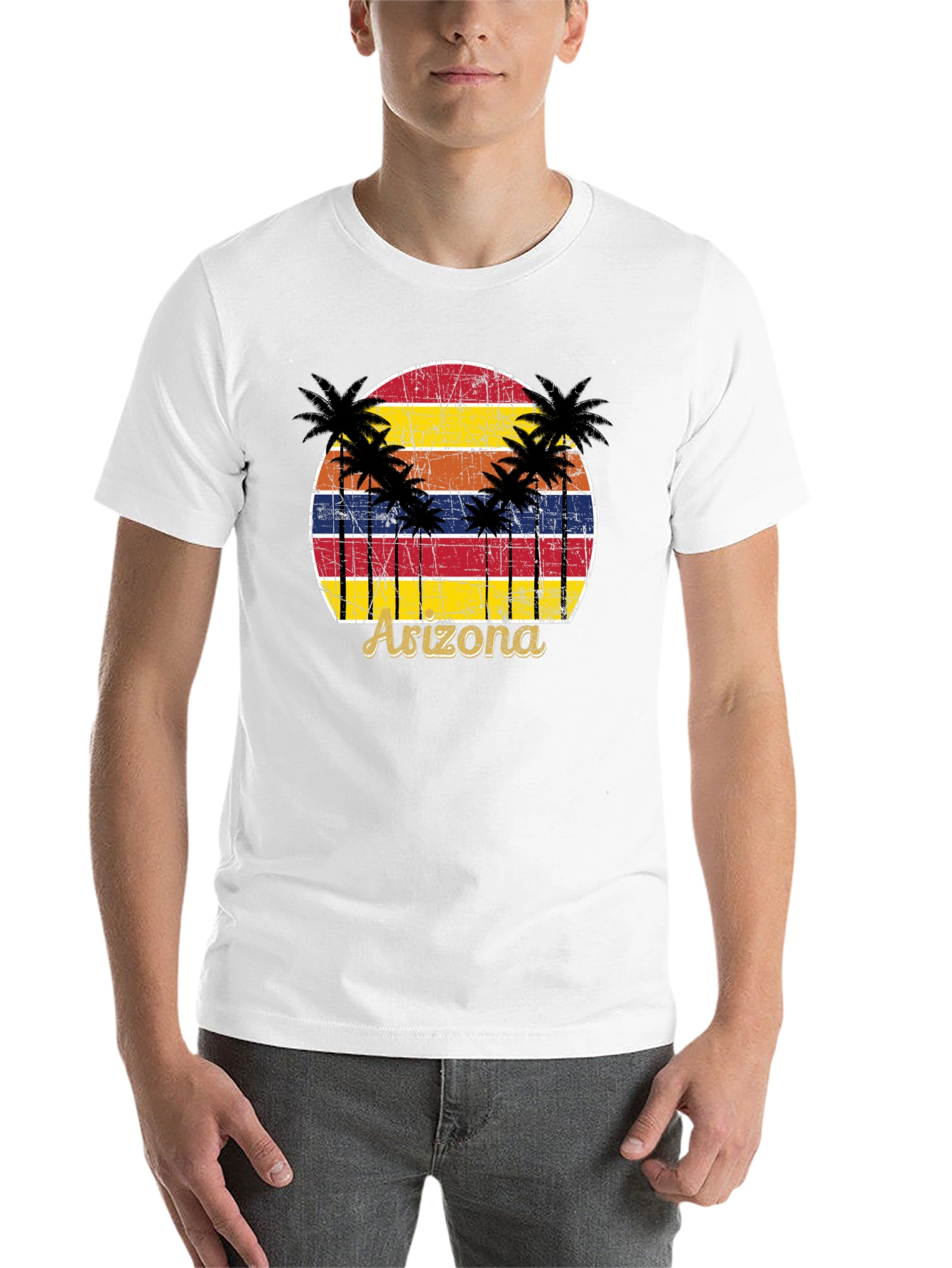 Black Arizona Sunset Palm Tree Graphic Tee view 14