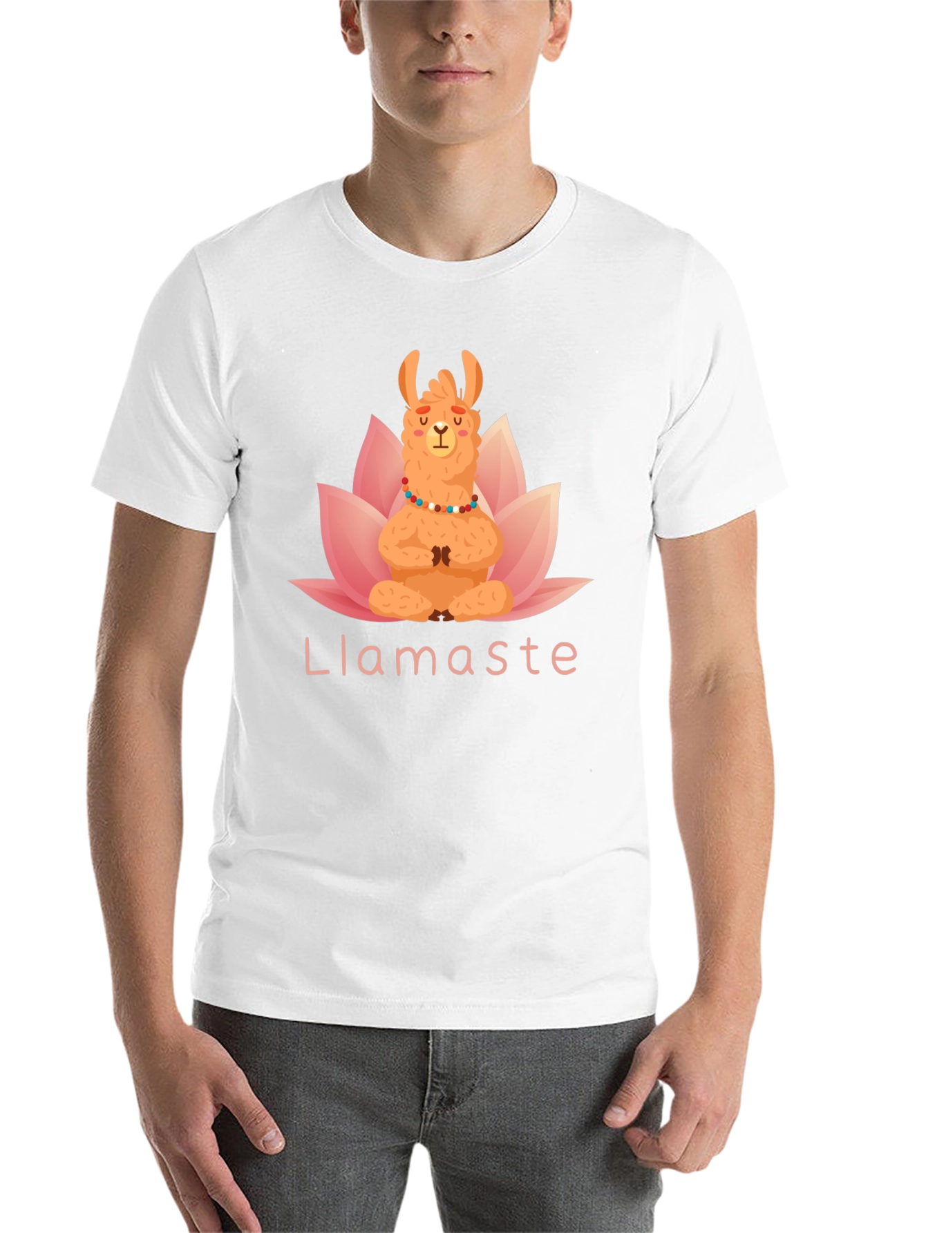 Black Llamaste Yoga T-Shirt - Meditating Llama Lotus Tee view 14