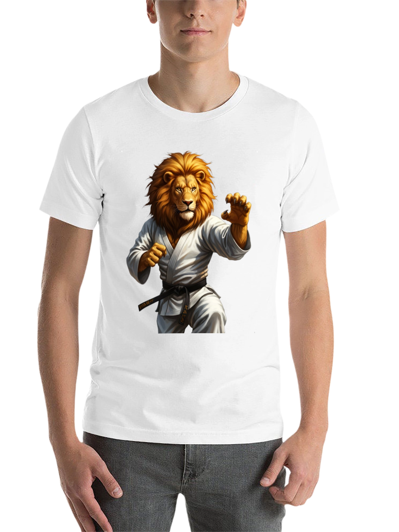 Black Lion Karate T-Shirt - Martial Arts Animal Tee view 14