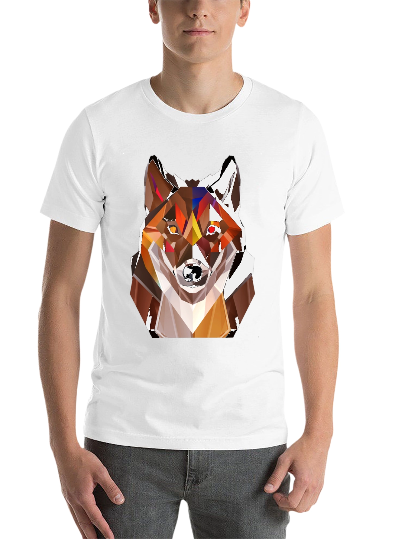 Black Geometric Fox Head T-Shirt - Stylish Graphic Tee view 14