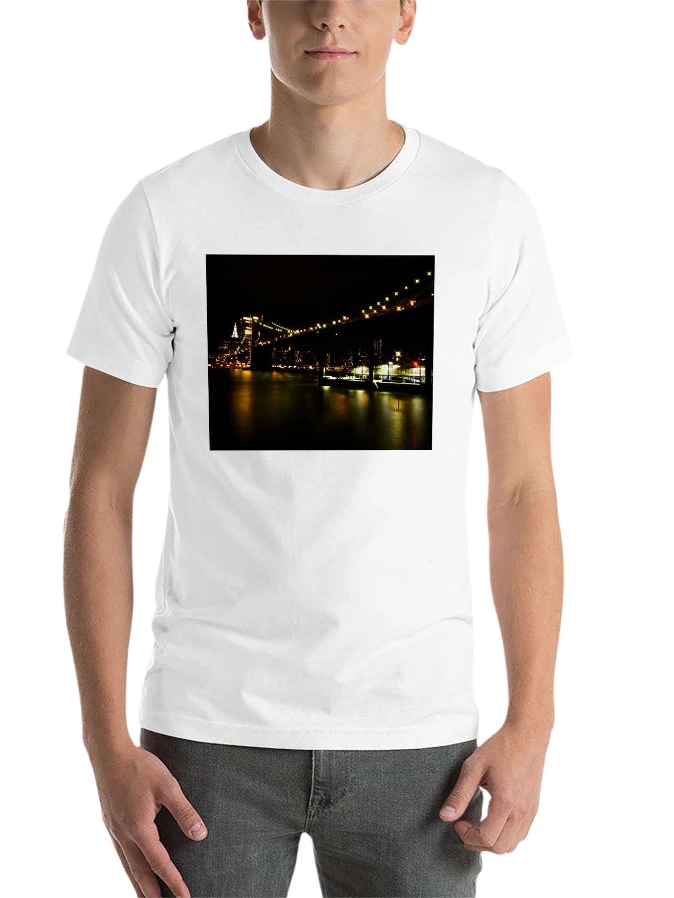 Black Night Lights Bridge T-Shirt view 14