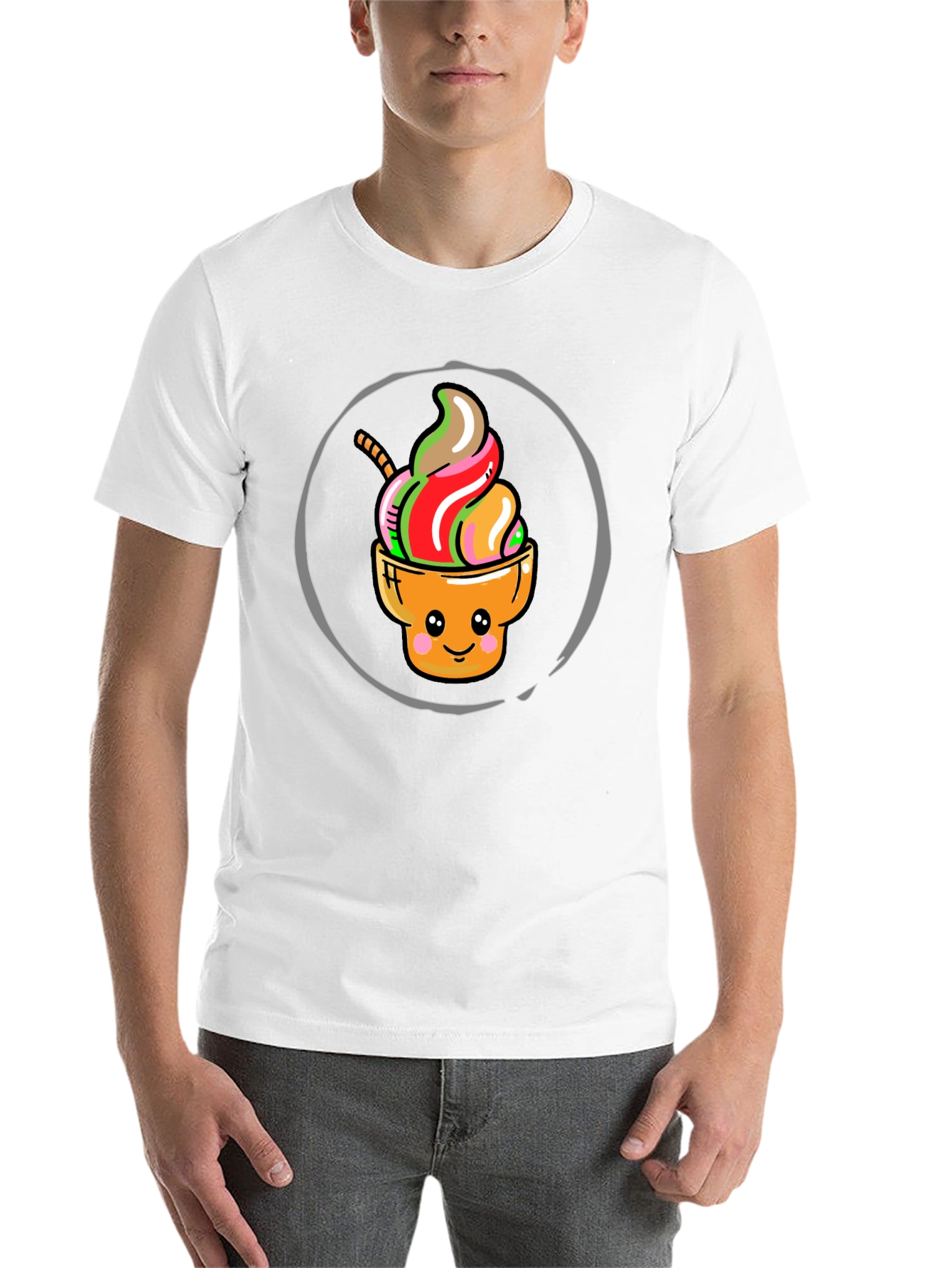 Black Cute Ice Cream Cone Graphic T-Shirt view 14