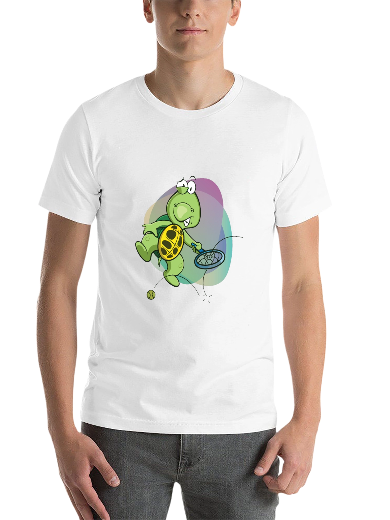 Black Turtle Tennis T-Shirt - Fun Cartoon Graphic Tee view 14