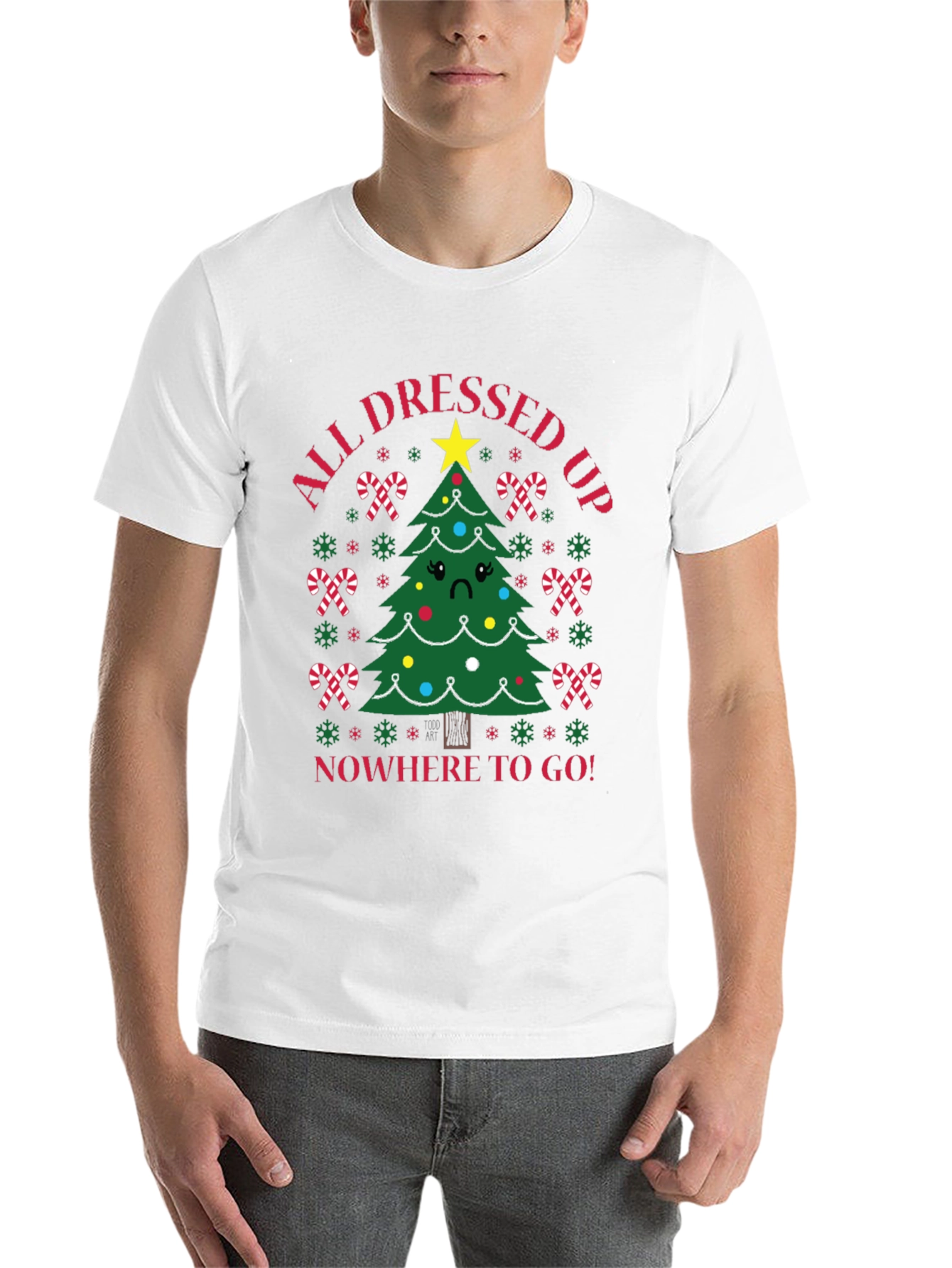 Black Sad Tree Holiday T-Shirt view 14